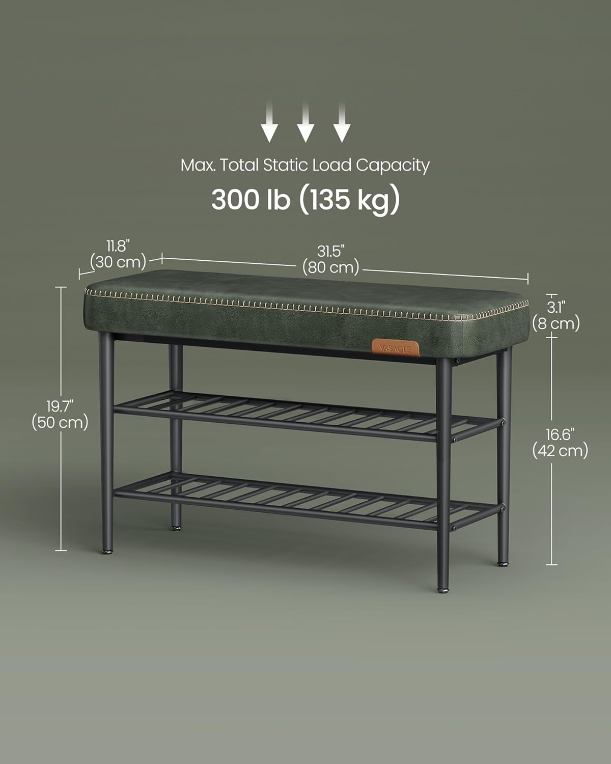 VASAGLE EKHO MCM Forest Green Entryway Bench Review - Image 3