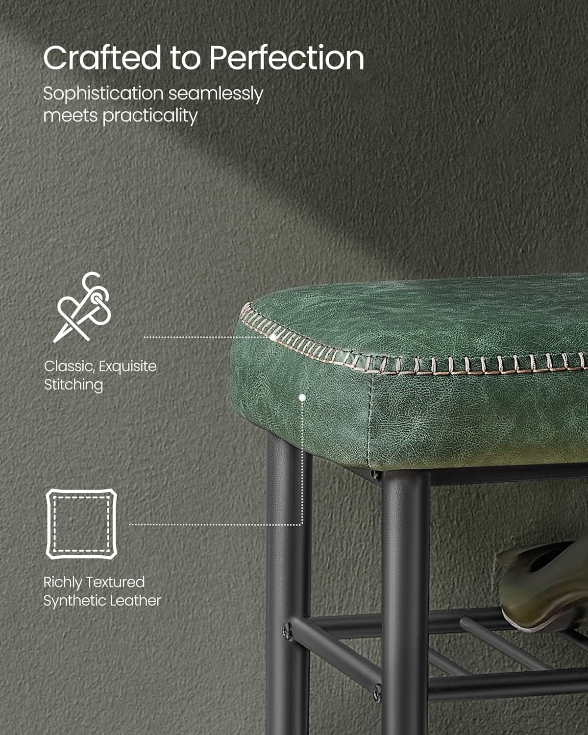 VASAGLE EKHO MCM Forest Green Entryway Bench Review - Image 5