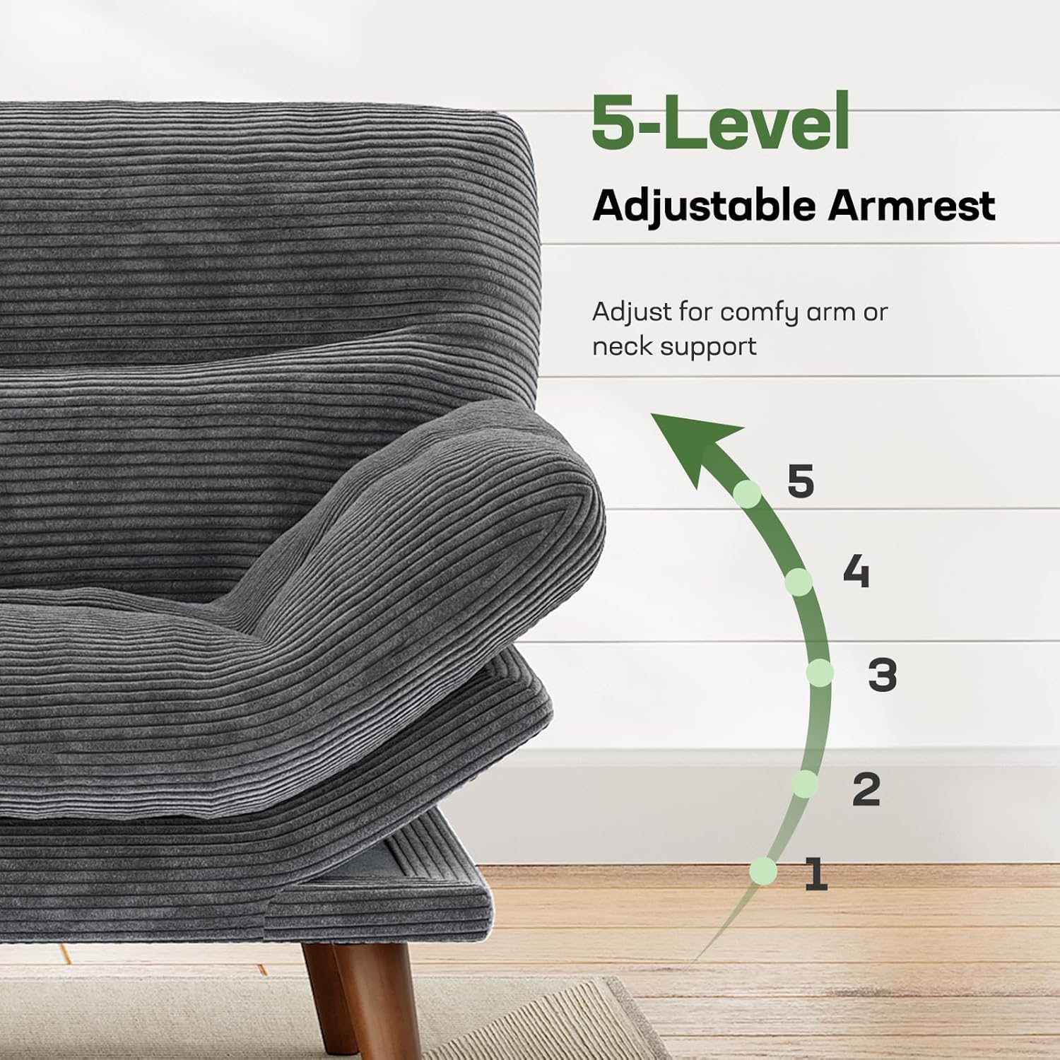 Grey Corduroy Convertible Futon Loveseat Review - Image 3