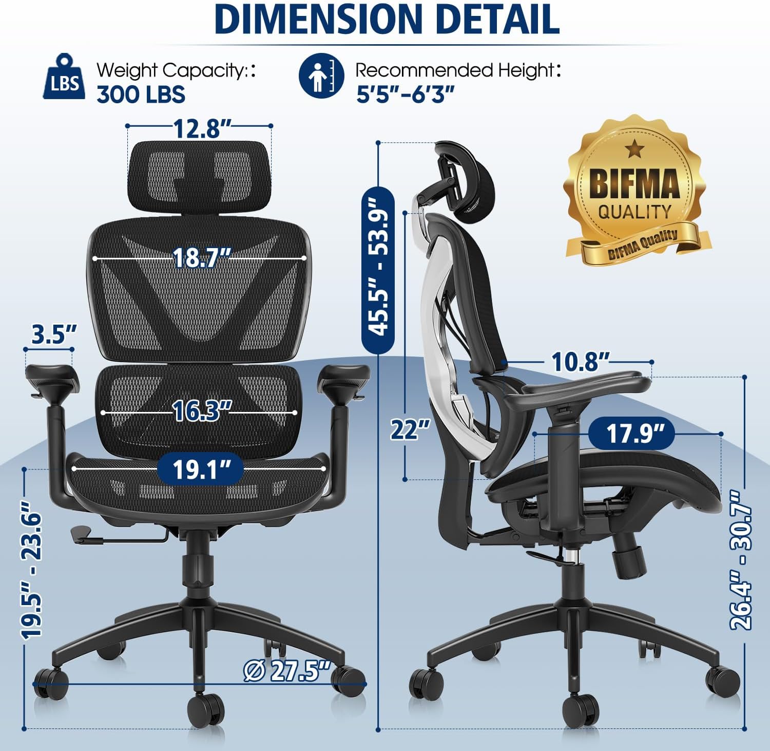 Big & Tall 350LBS Ergonomic Mesh Office Chair: Lumbar, 3D Arms, Headrest. Review. - Image 3