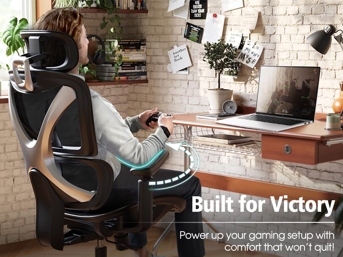 Big & Tall 350LBS Ergonomic Mesh Office Chair: Lumbar, 3D Arms, Headrest. Review. - Image 9