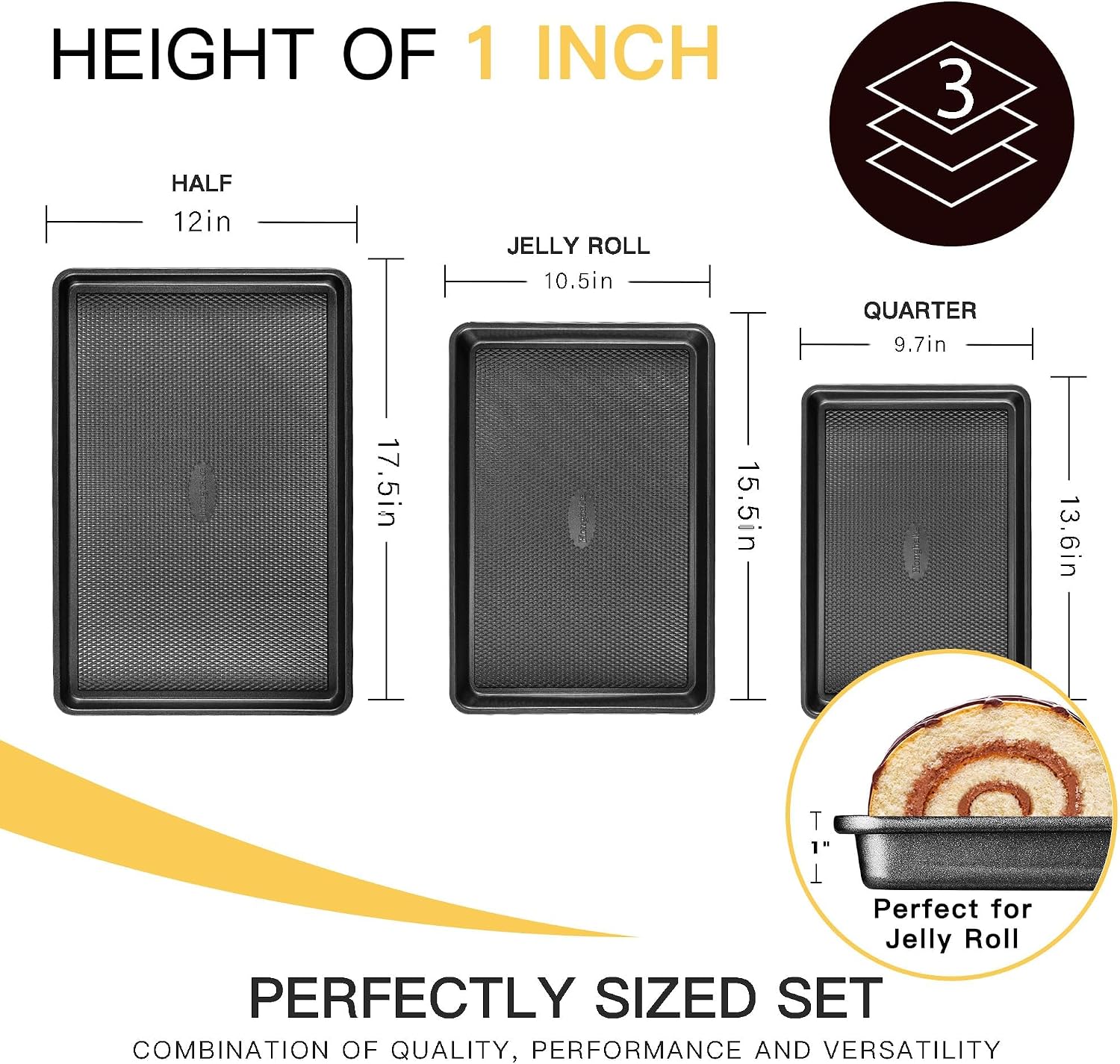 Review: HONGBAKE 3-pc Nonstick Baking Sheets - Thick Carbon Steel, Diamond Texture. - Image 5