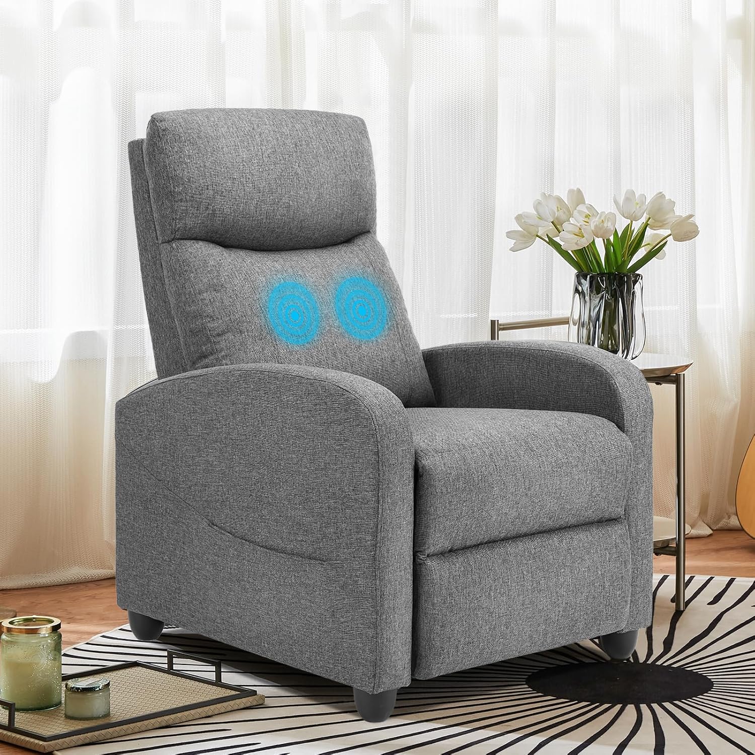Compact Grey Massage Recliner Review: Adjustable Lumbar Support - Image 2