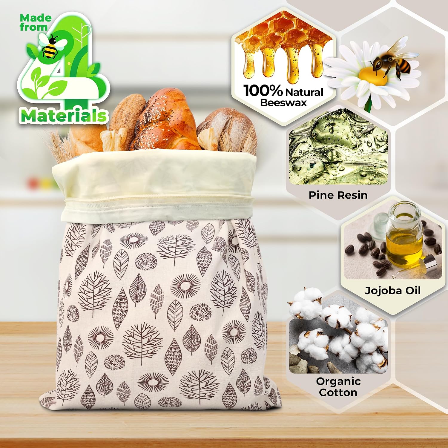 Reusable Beeswax Bread Bags: Fridge & Freezer Freshness (2-Pack) - Image 4