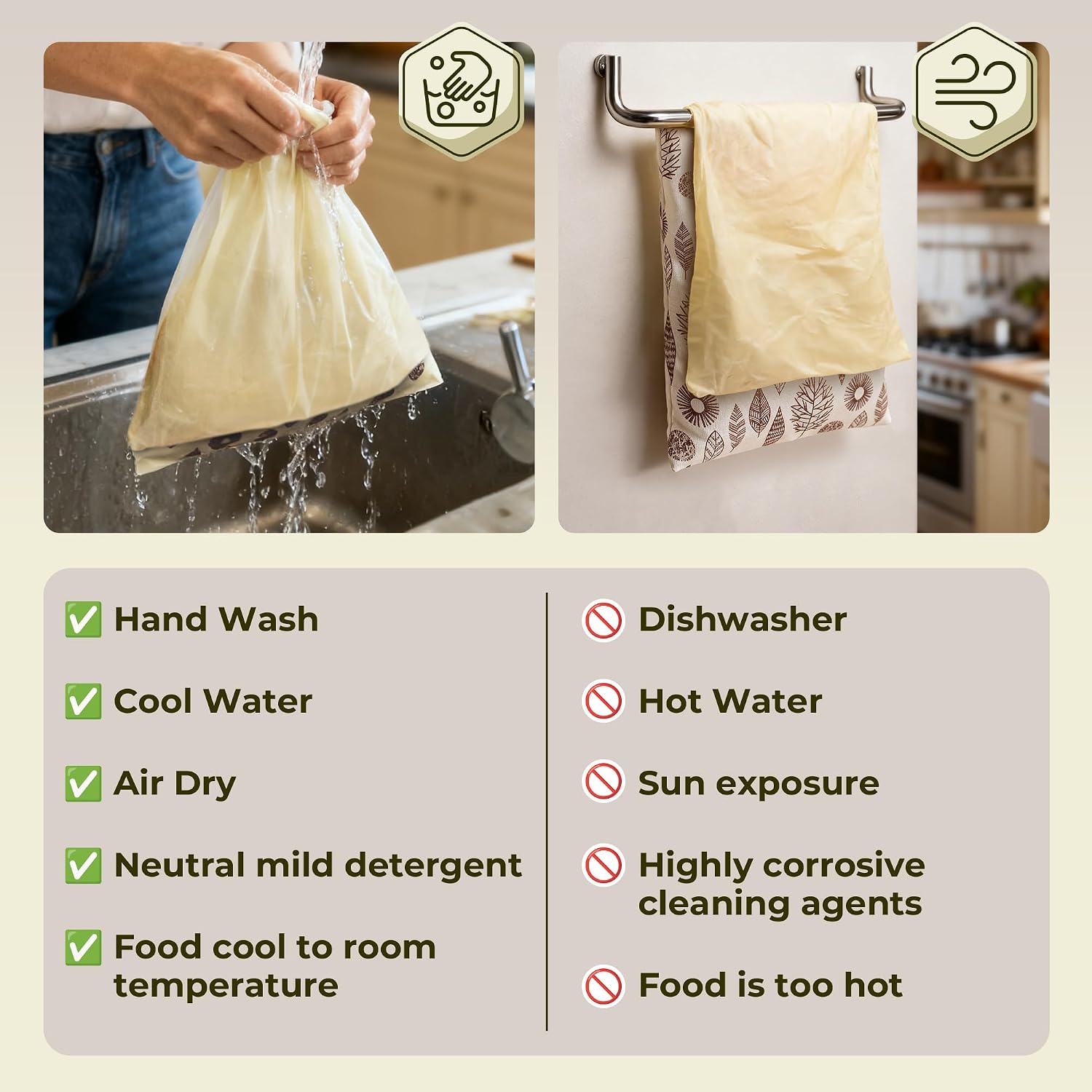 Reusable Beeswax Bread Bags: Fridge & Freezer Freshness (2-Pack) - Image 5
