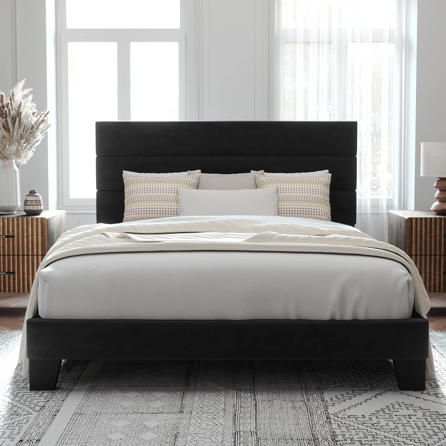 Allewie Queen Black Velvet Platform Bed Review: Slats, No Box Spring, Quiet, Easy Assemble. - Image 3