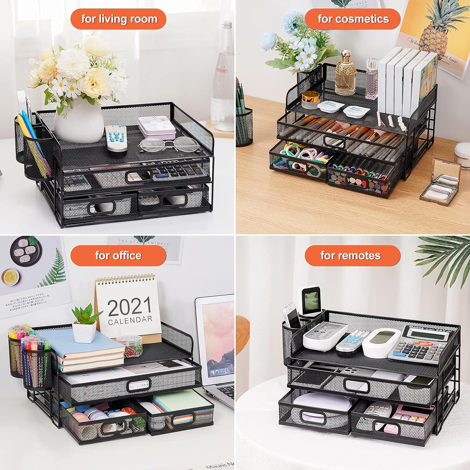 Black 3-Tier Mesh Desk Organizer with Drawer & Pen Holders - Review - Image 4