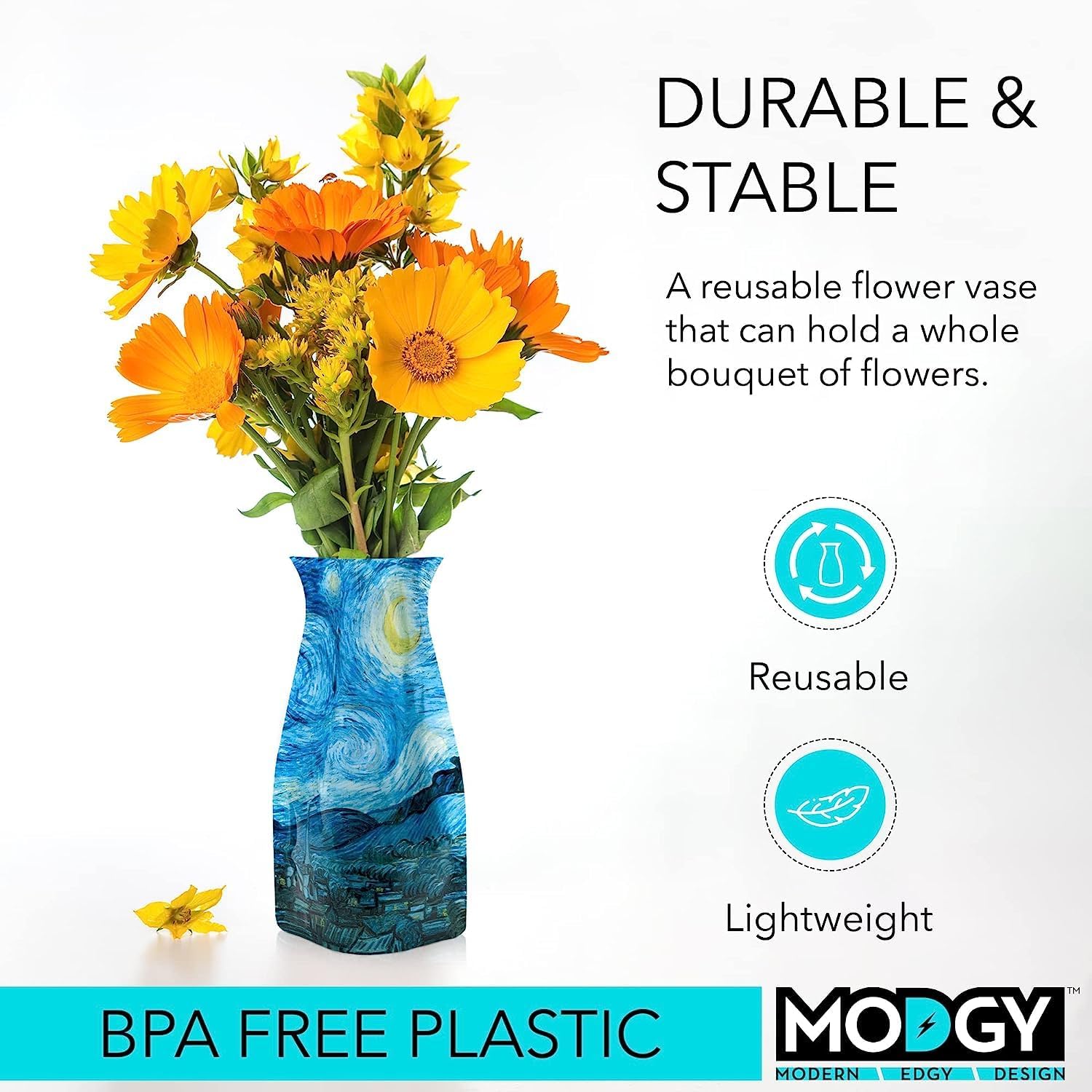 Van Gogh Foldable Unbreakable Plastic Flower Vase - Modern Decor - Image 3