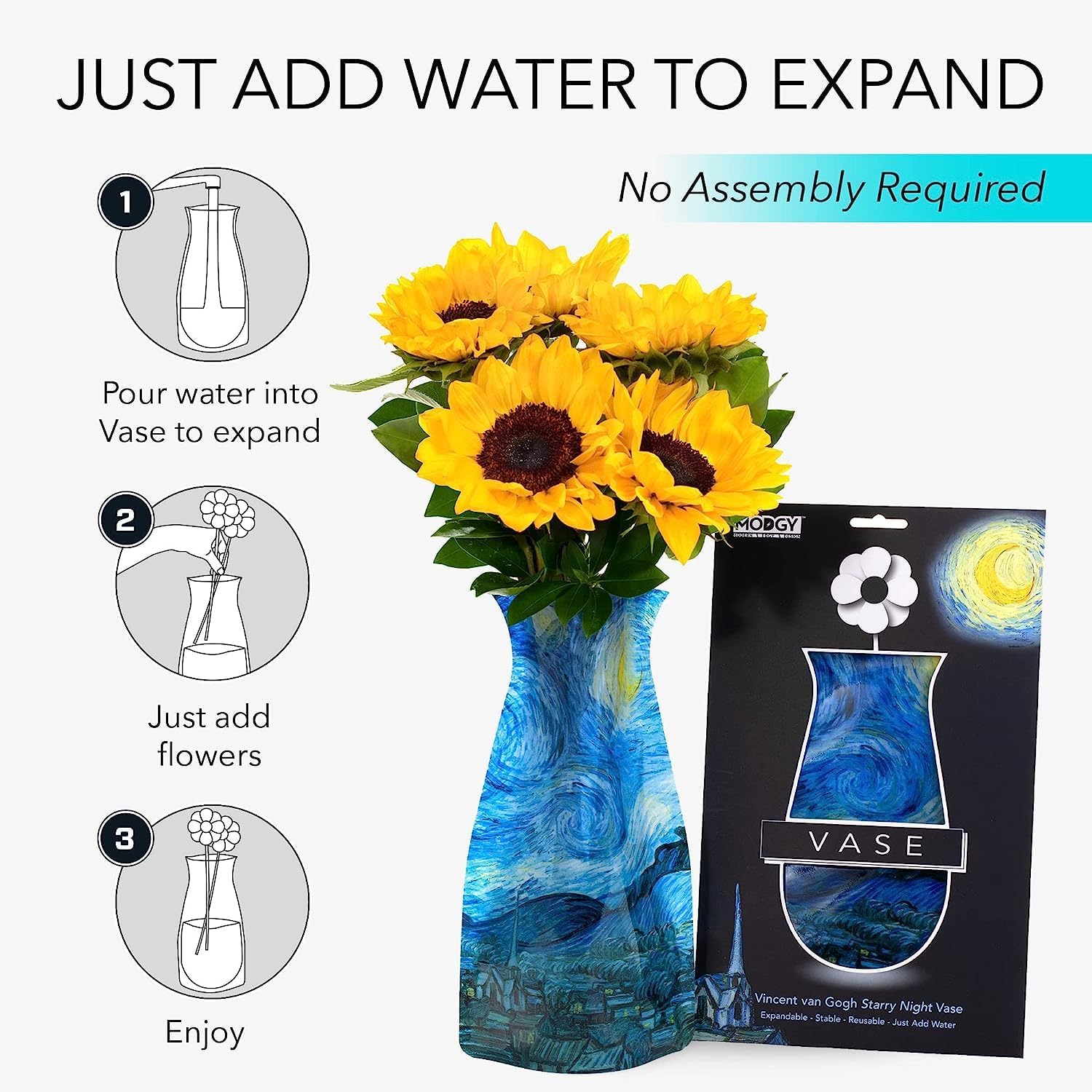 Van Gogh Foldable Unbreakable Plastic Flower Vase - Modern Decor - Image 4