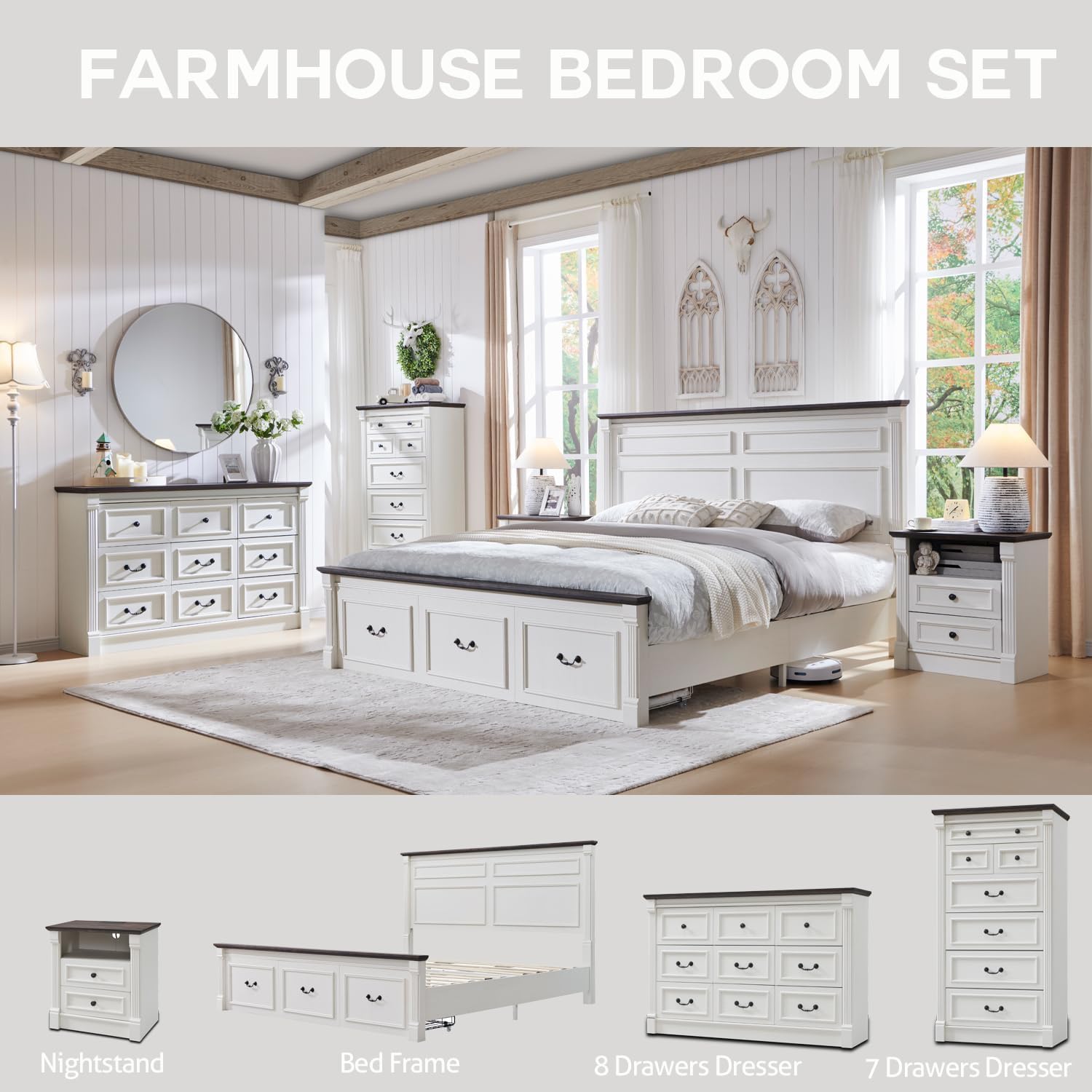 Aitjunz King Platform Bed Review: White, Tall HB, Roman FB, 3 Storage, No Box Spring. - Image 4