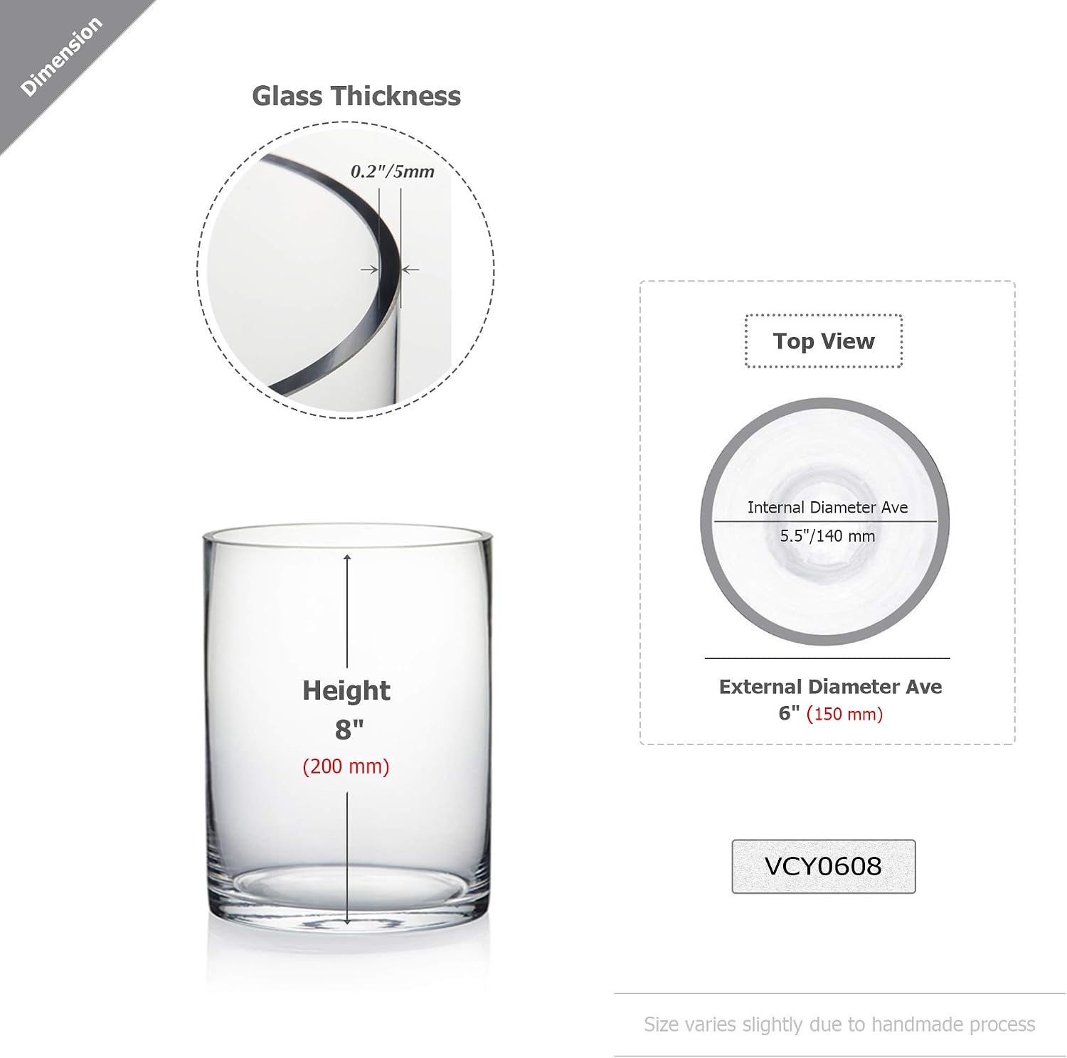 Review: 6x8 Clear Glass Cylinder Candle Holder & Decor - Image 2