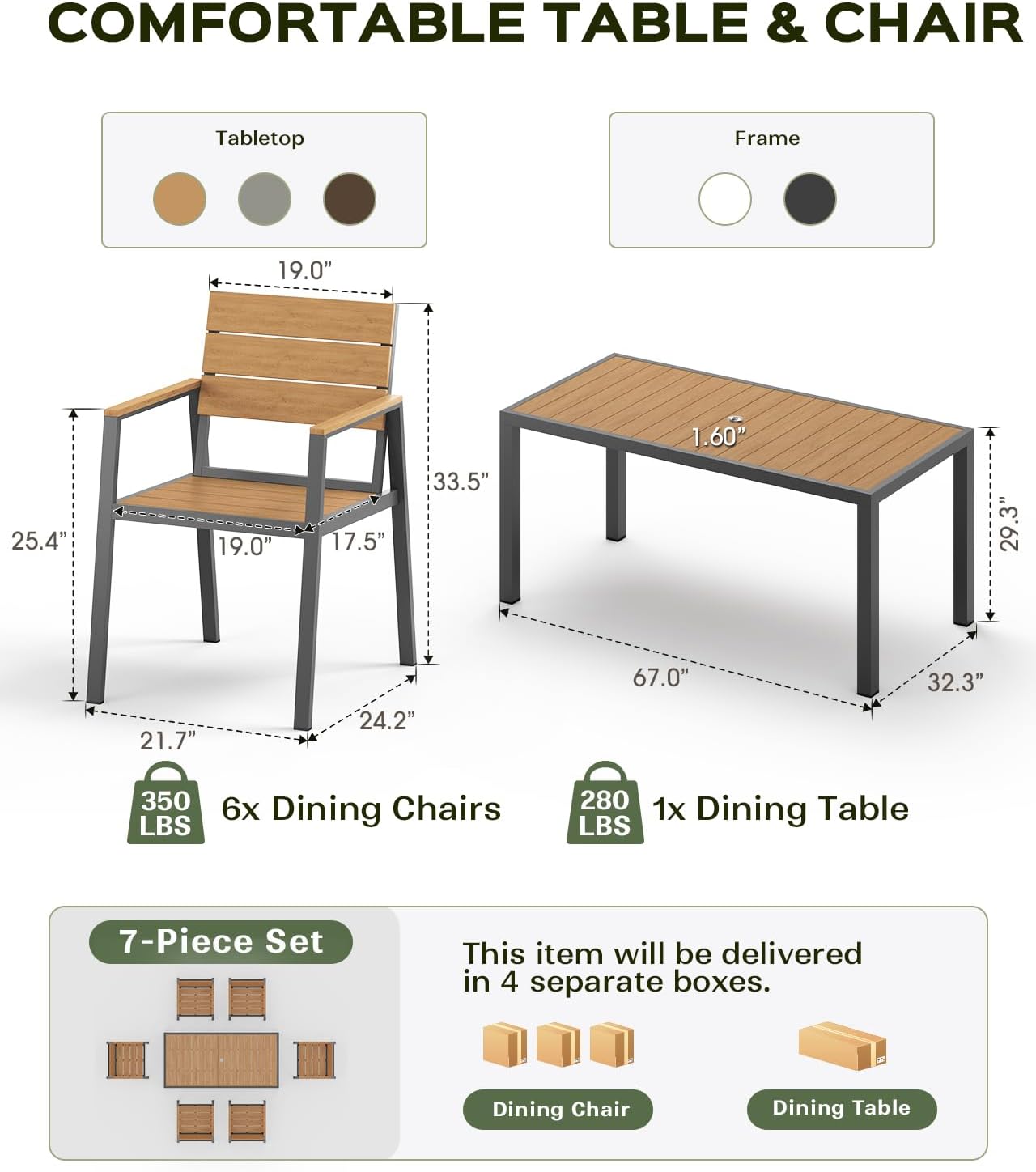 Vexwalx 7-Pc Patio Dining Set Review: All-Weather 6-Seater with Umbrella Hole - Image 4