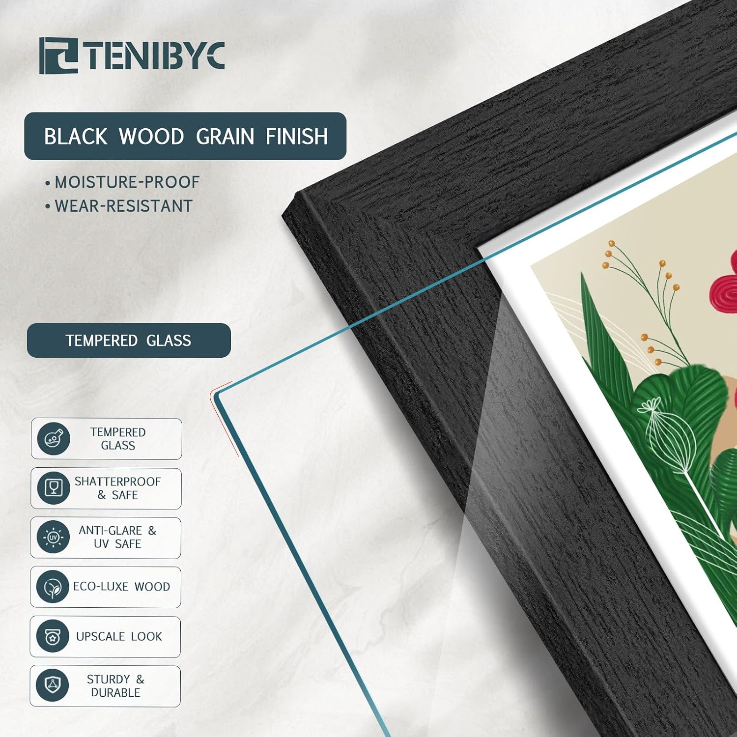Review: Black 5x7 Wood Frame 4-Pack with HD Glass, Table/Wall Display - Image 4