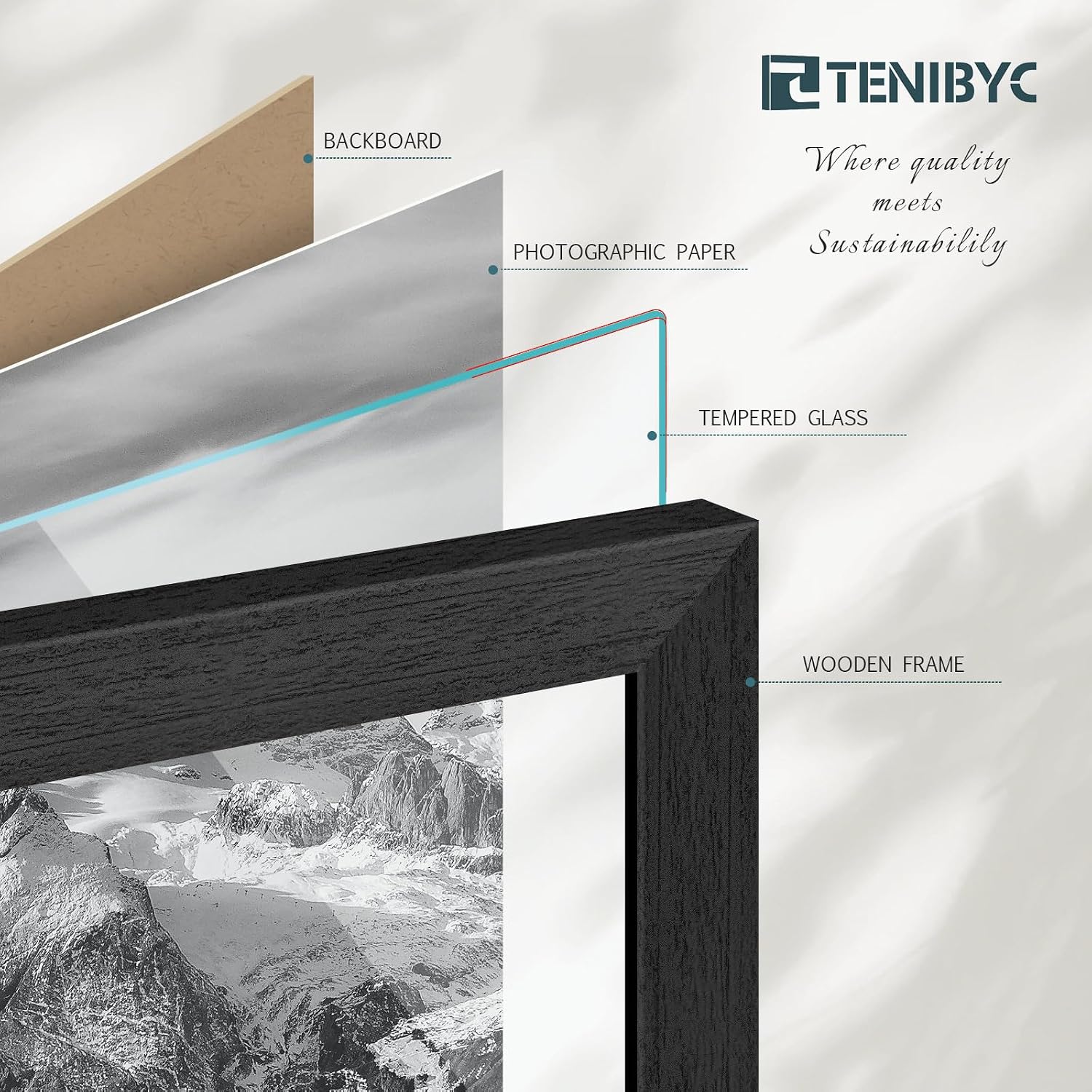 Review: Black 5x7 Wood Frame 4-Pack with HD Glass, Table/Wall Display - Image 5