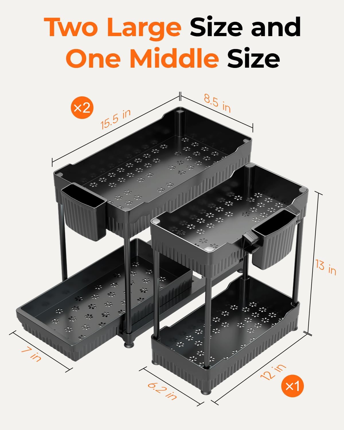Reviewed: 3-Pack Black 2-Tier Under Sink Sliding Organizers - Image 3
