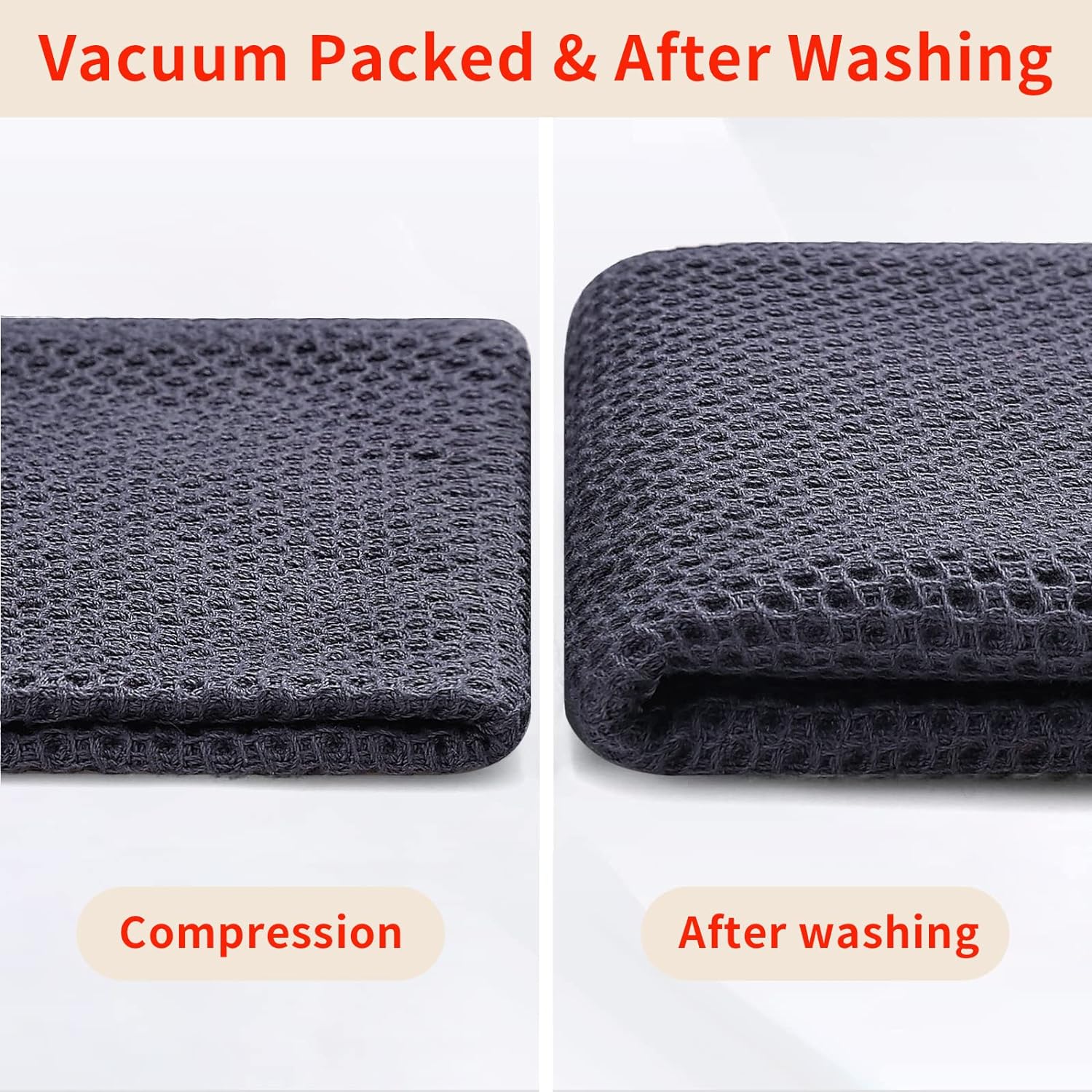 Homaxy 6-Pack Dark Grey Waffle Cotton Kitchen Towels: Soft, Absorbent, Quick Dry - Image 7