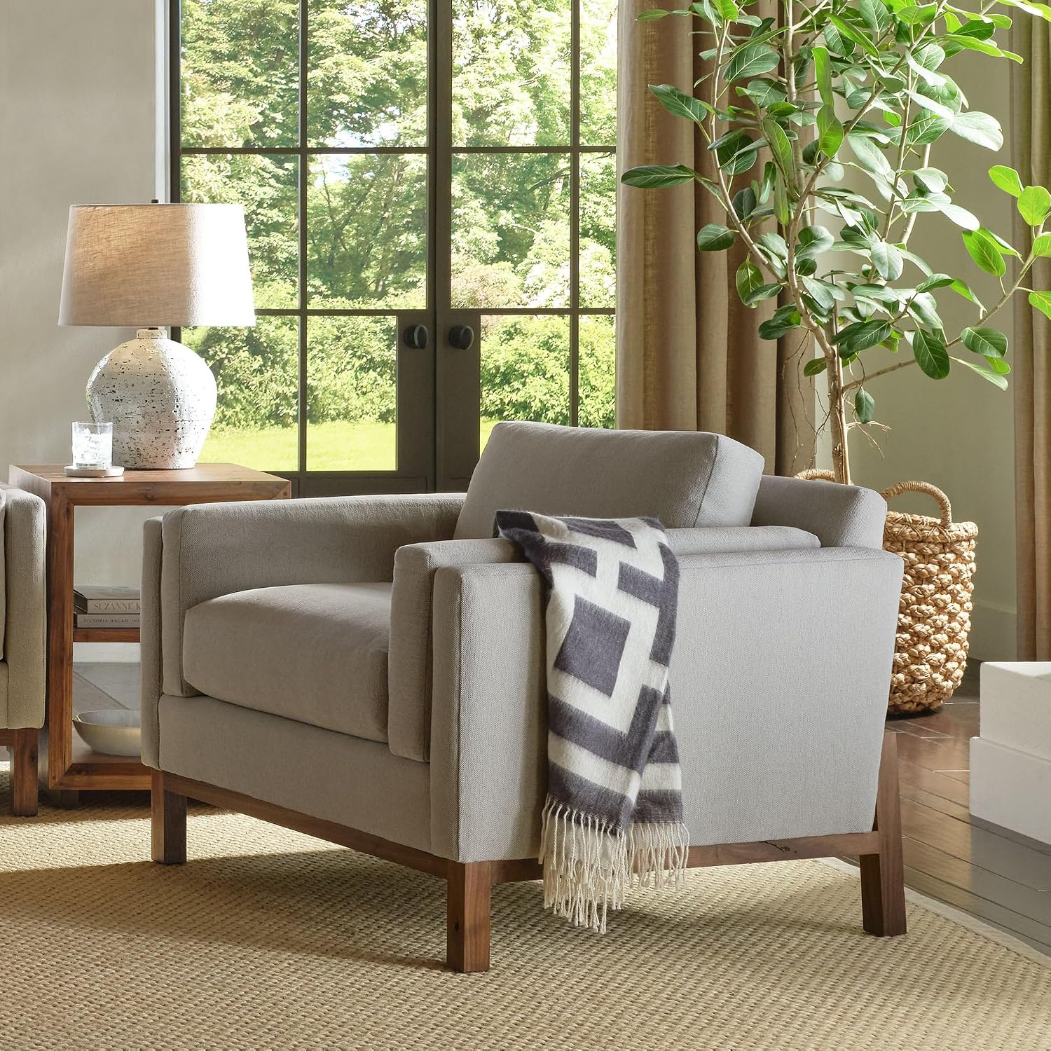 Sustainable USA Walnut Lounge Chair Review (Pillowed, Easy-Care Fabric) & Media Console - Image 3
