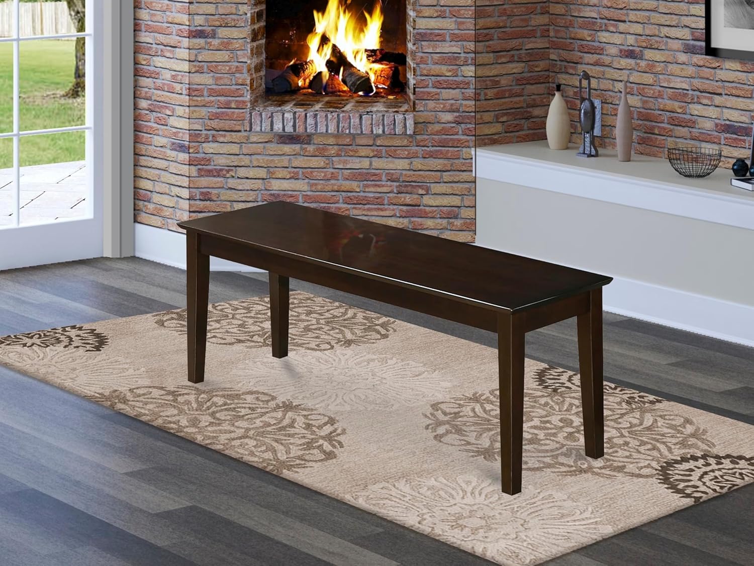 Review: Capri 18" Classic Wood Dining Bench, Cappuccino - Image 2