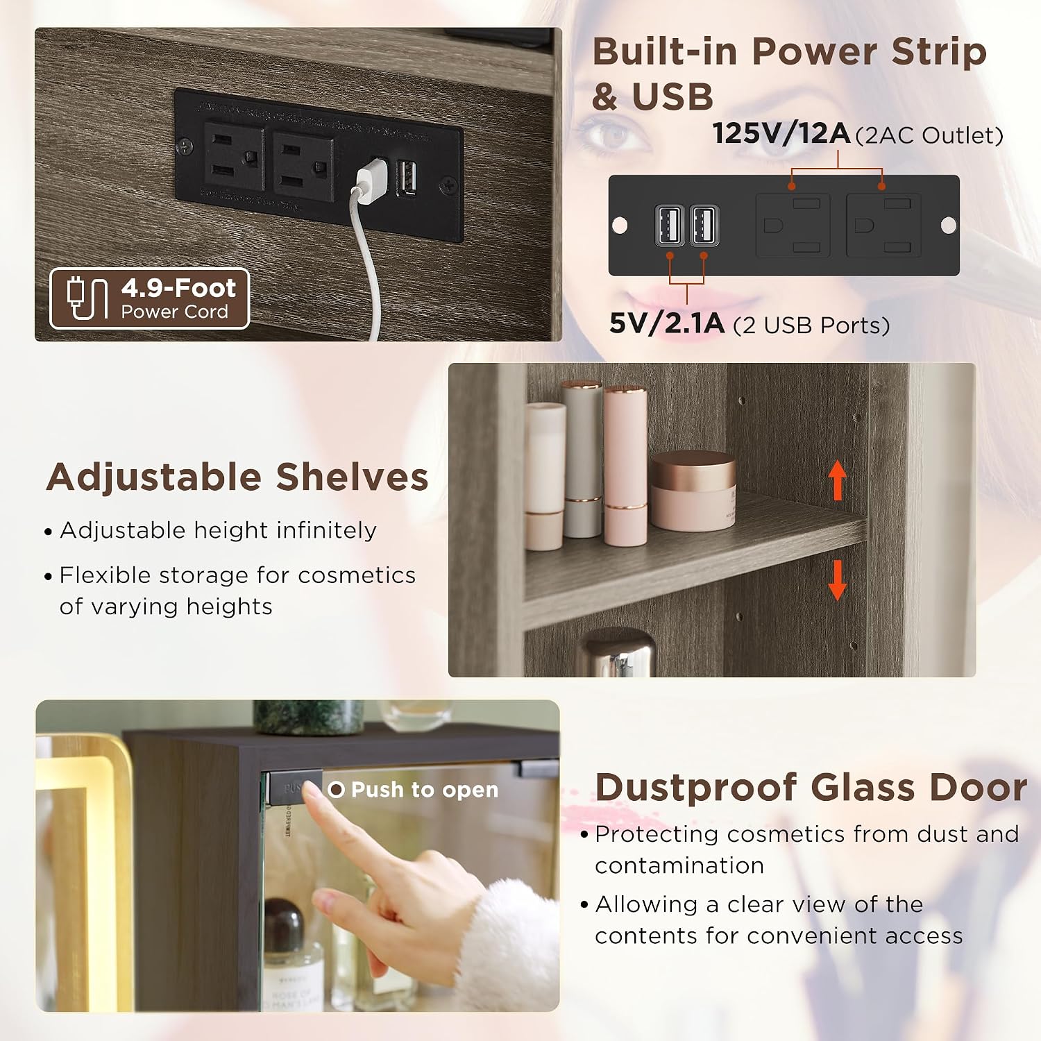 T4TREAM Smart Vanity Review: 48" Desk, LED Mirror, Glass Top, Storage, Charging. - Image 5