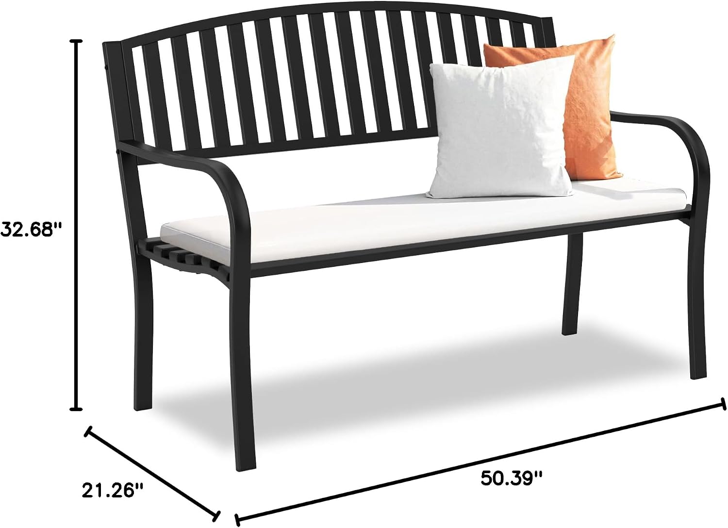 Anti-Rust Wrought Iron Outdoor Bench: Weatherproof for Patio & Garden. - Image 3
