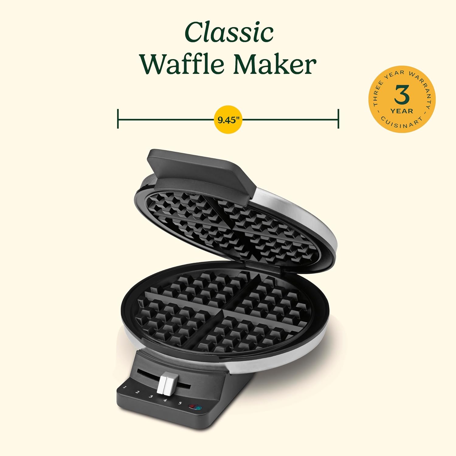 Cuisinart Classic Round Waffle Maker Review: 5 Browning Settings, 1250W Stainless - Image 3