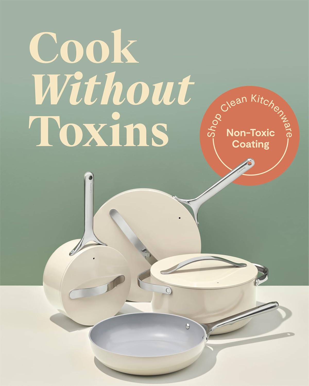Caraway Navy 12pc Non-Stick Ceramic Cookware: PFAS-Free, Oven/Stovetop Safe - Image 2