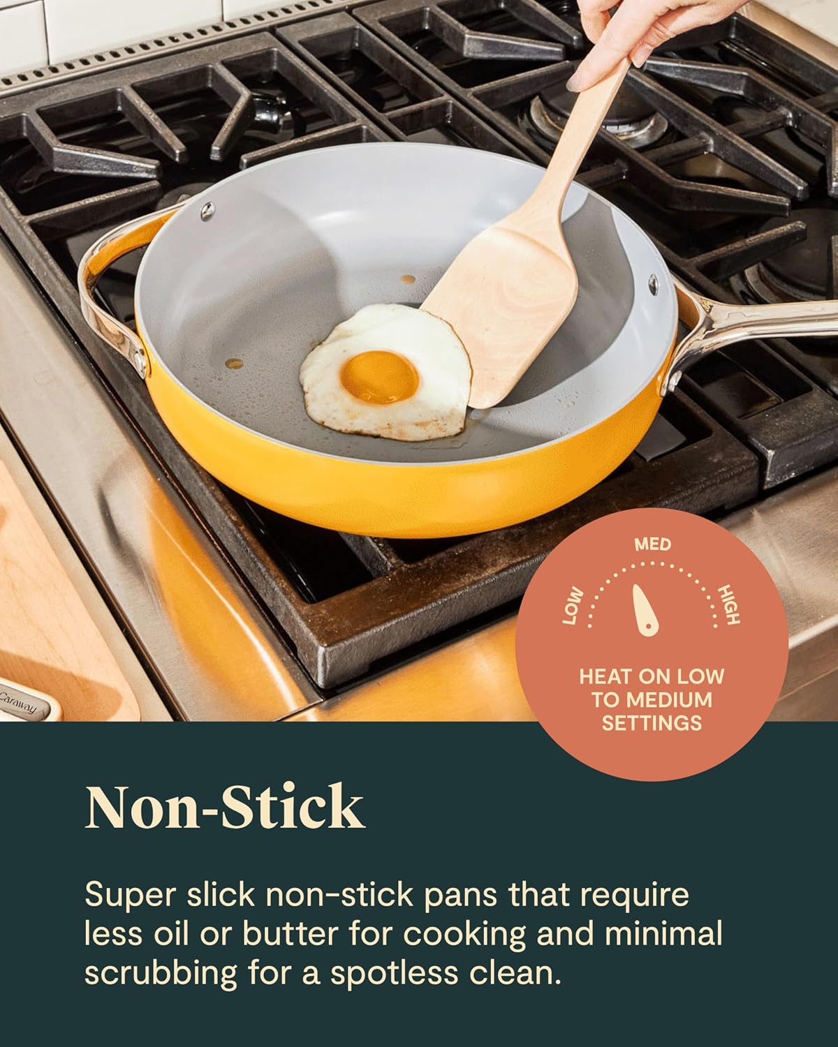 Caraway Navy 12pc Non-Stick Ceramic Cookware: PFAS-Free, Oven/Stovetop Safe - Image 5