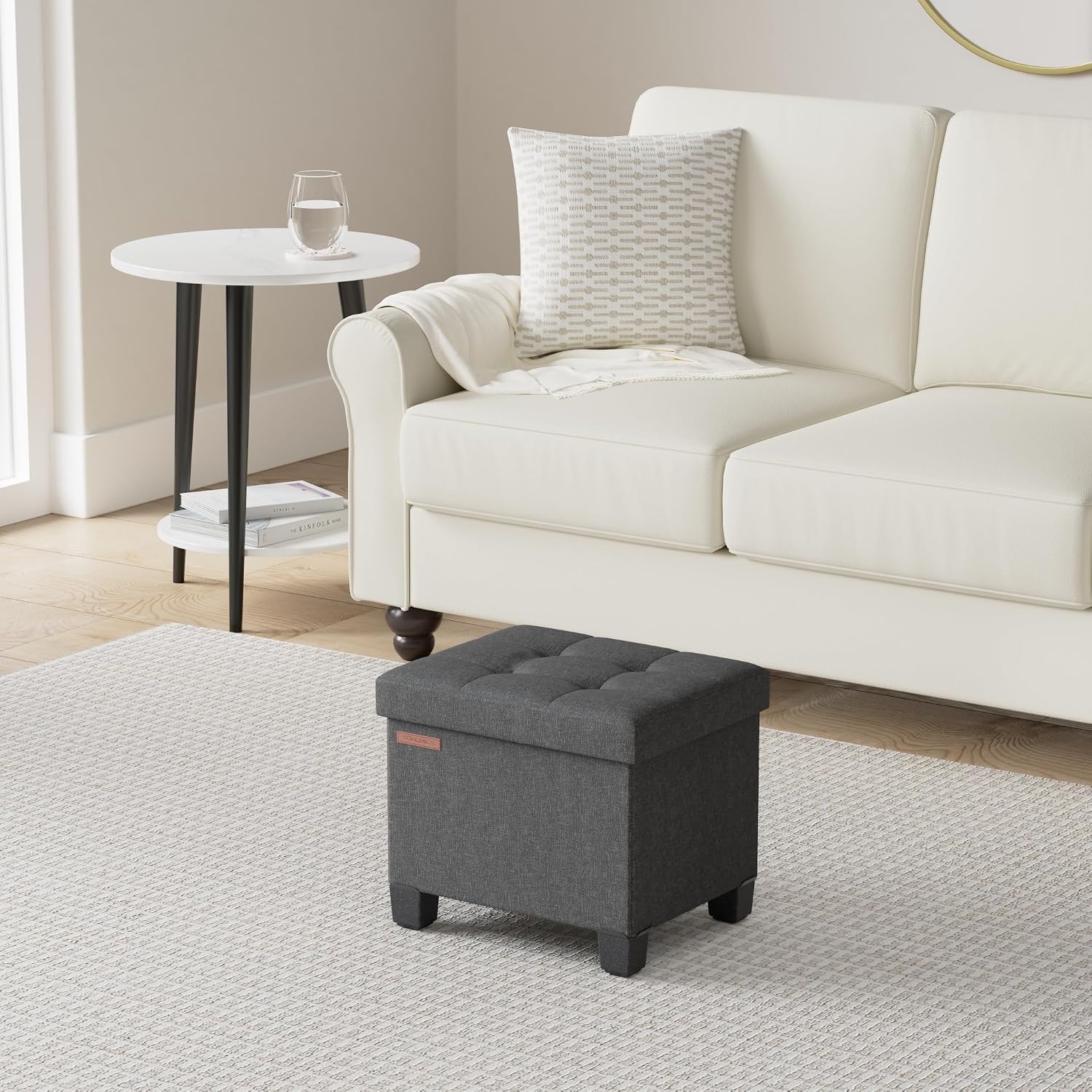 SONGMICS Small Storage Ottoman: Sturdy 660lb Foot Rest Review - Image 2