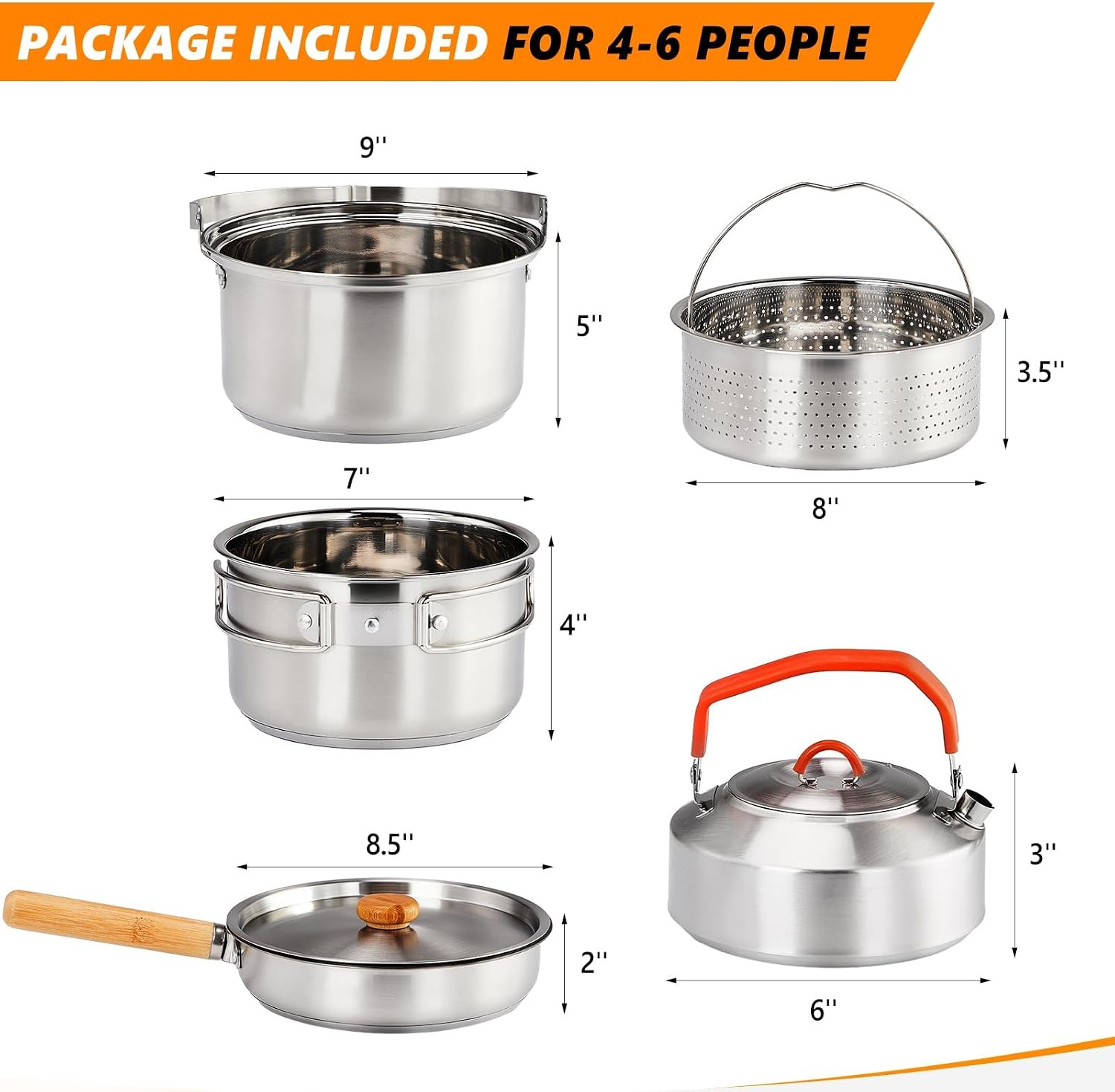 Bonnlo 6-pc SS Camping Cookware Set for All Stoves Review - Image 7