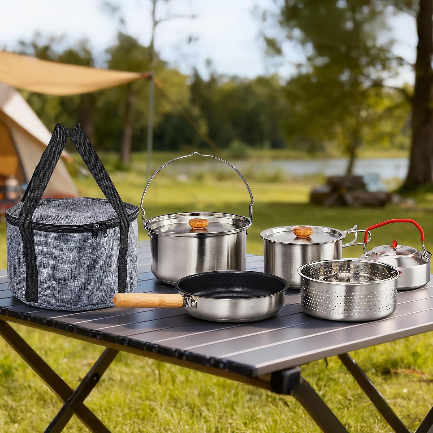 Bonnlo 6-pc SS Camping Cookware Set for All Stoves Review - Image 8