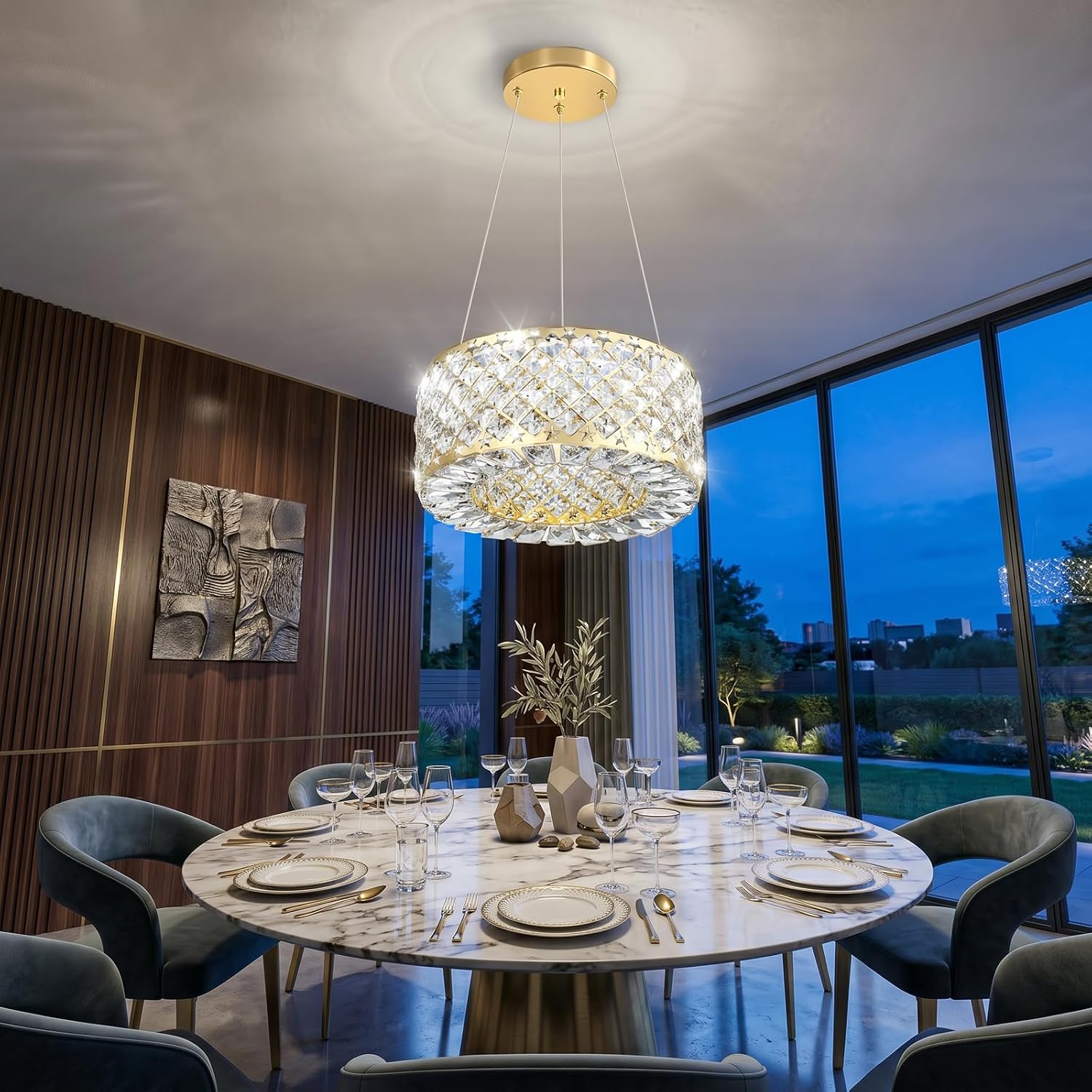 Modern Gold Crystal LED Dimmable Chandelier Pendant for Dining/Kitchen - Image 4