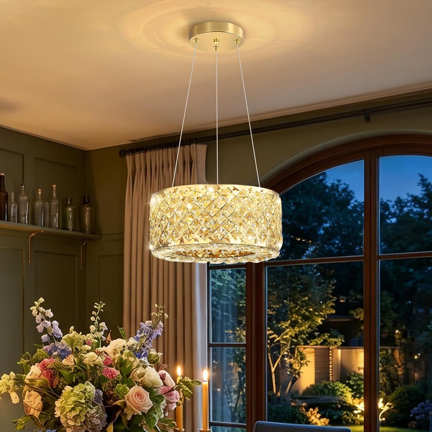 Modern Gold Crystal LED Dimmable Chandelier Pendant for Dining/Kitchen - Image 5