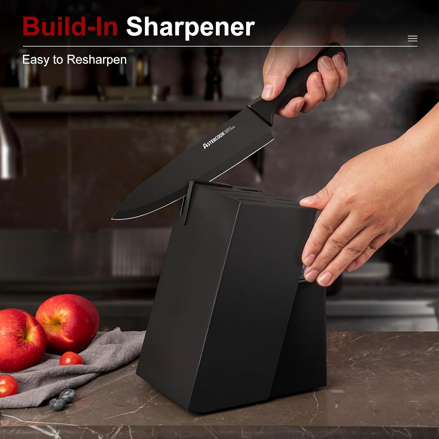 Astercook 15pc German SS Knife Set Review: Block, Sharpener & Dishwasher Safe - Image 4