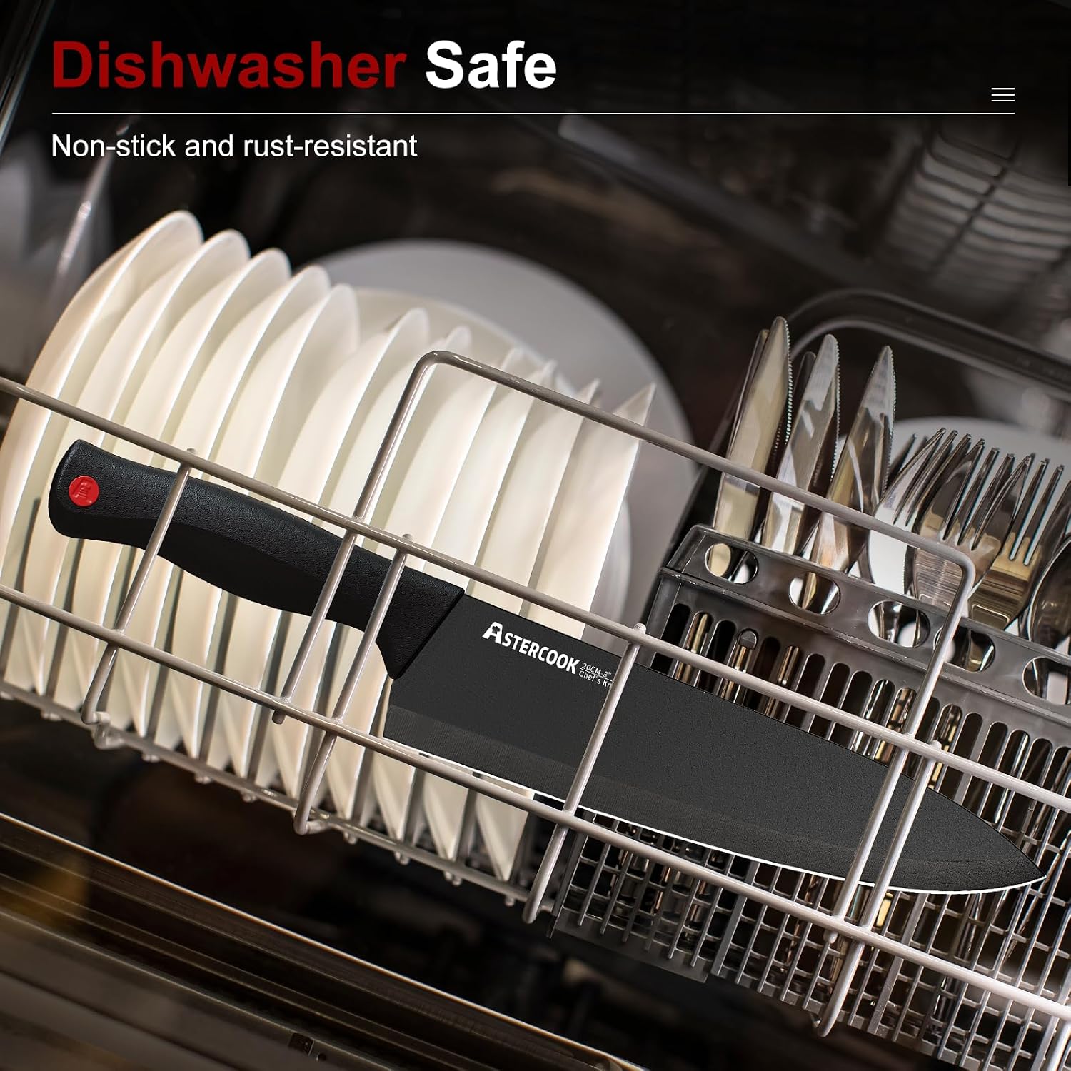 Astercook 15pc German SS Knife Set Review: Block, Sharpener & Dishwasher Safe - Image 5