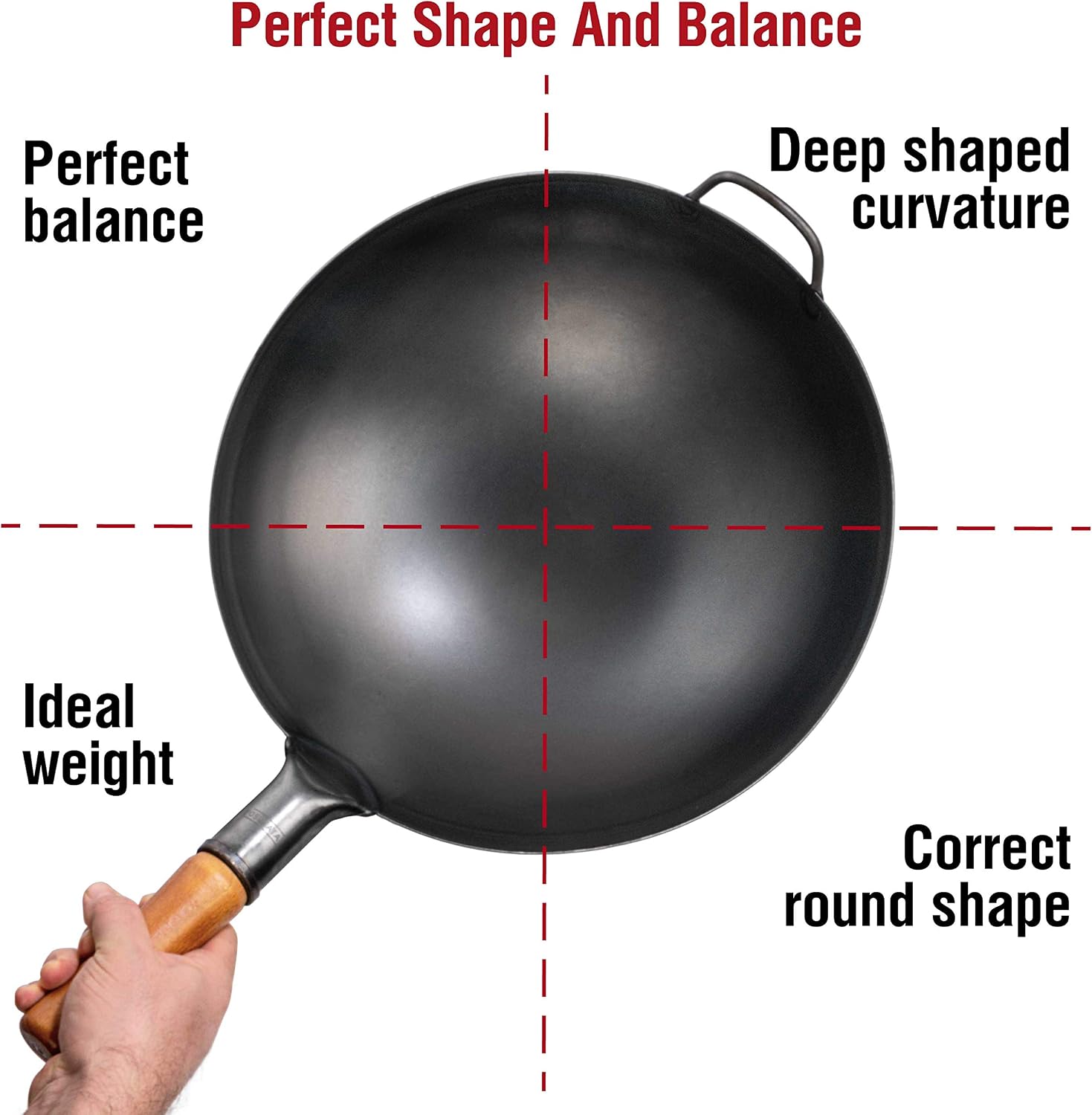 14" Pre-Seasoned Carbon Steel Round Wok for Stir Fry & Outdoor Cooking - Image 4