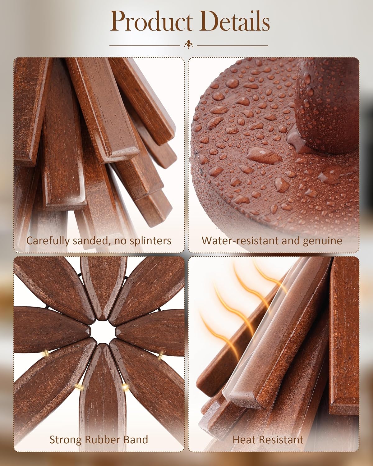 Wooden Blossom Hot Pads, Stackable Christmas Tree Trivet Organizer - Image 6