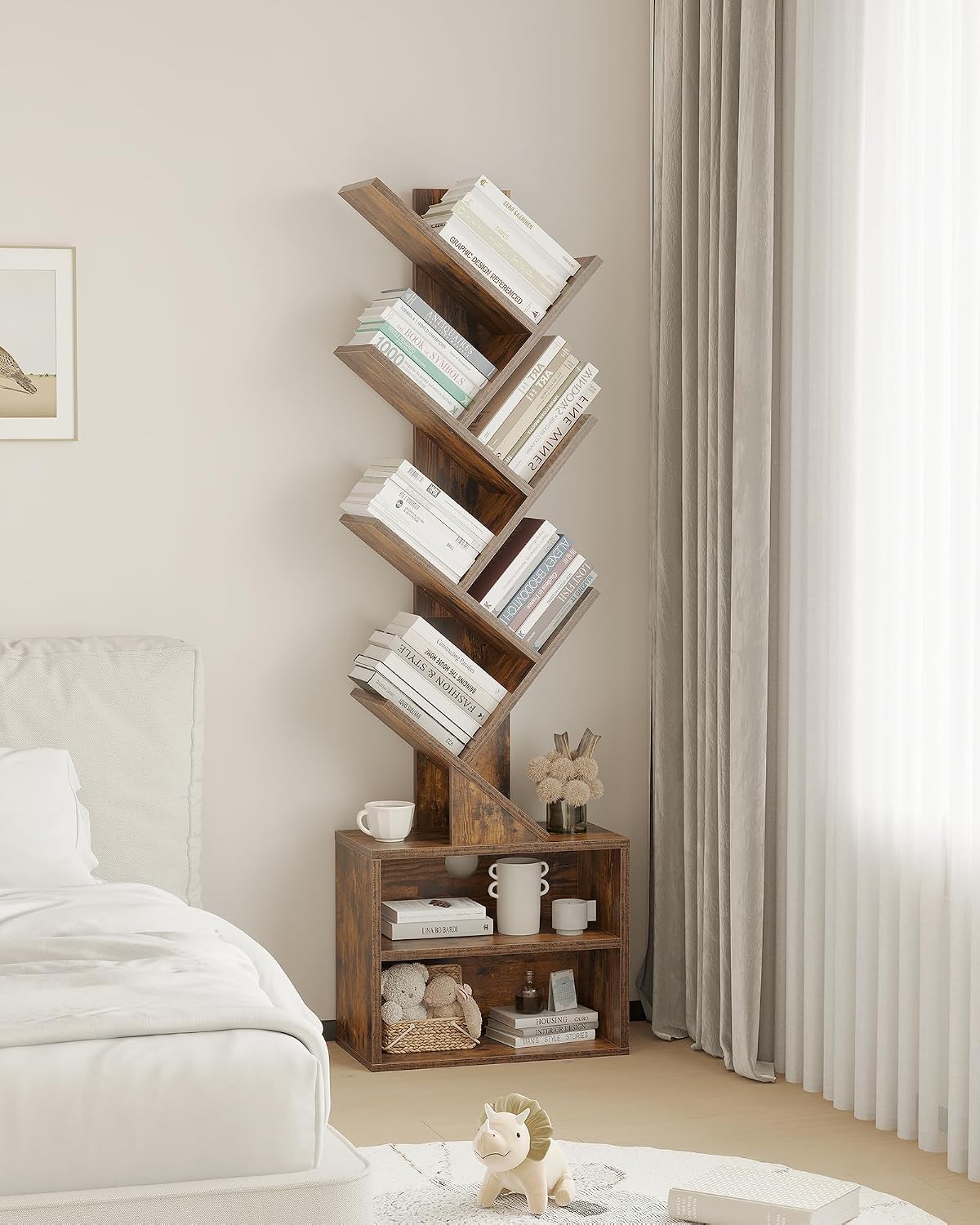 SUNMORY 6-Tier Tree Bookshelf Review: Tall, Narrow Cabinet Bookcase. - Image 4