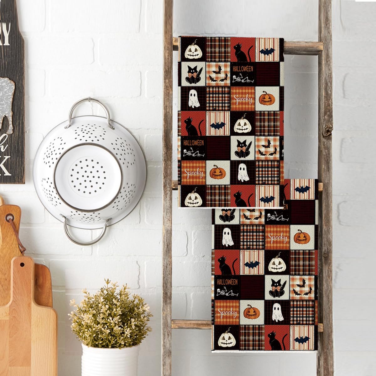 Spooky Halloween Pumpkin & Cat Kitchen Towels (2-Pack) - Absorbent Review - Image 3