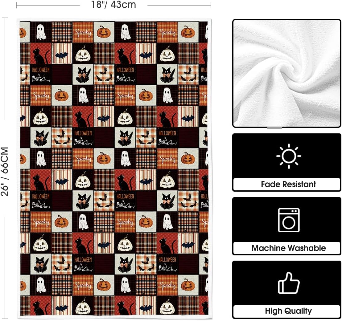 Spooky Halloween Pumpkin & Cat Kitchen Towels (2-Pack) - Absorbent Review - Image 5