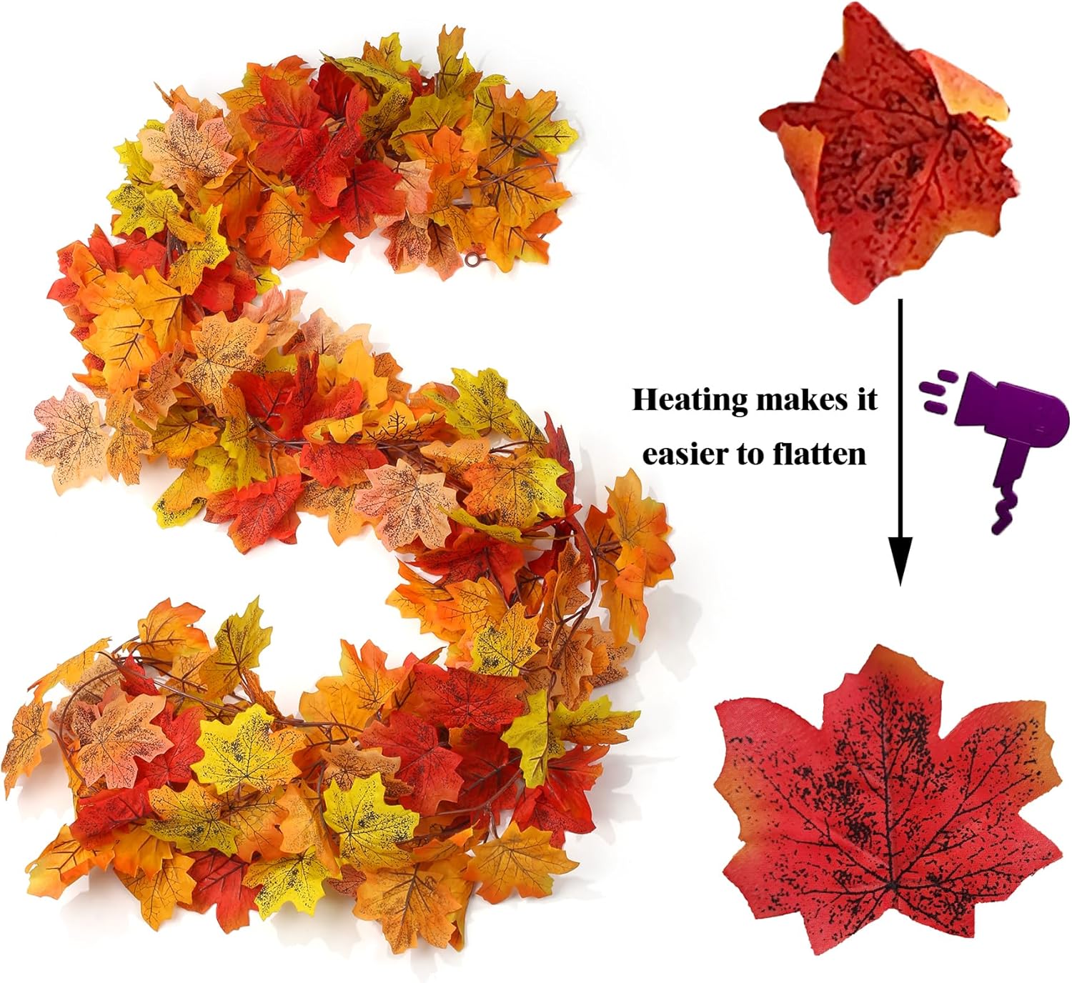 2-pack 13ft Autumn Maple Leaf Garlands for Fall & Home Decor - Image 3