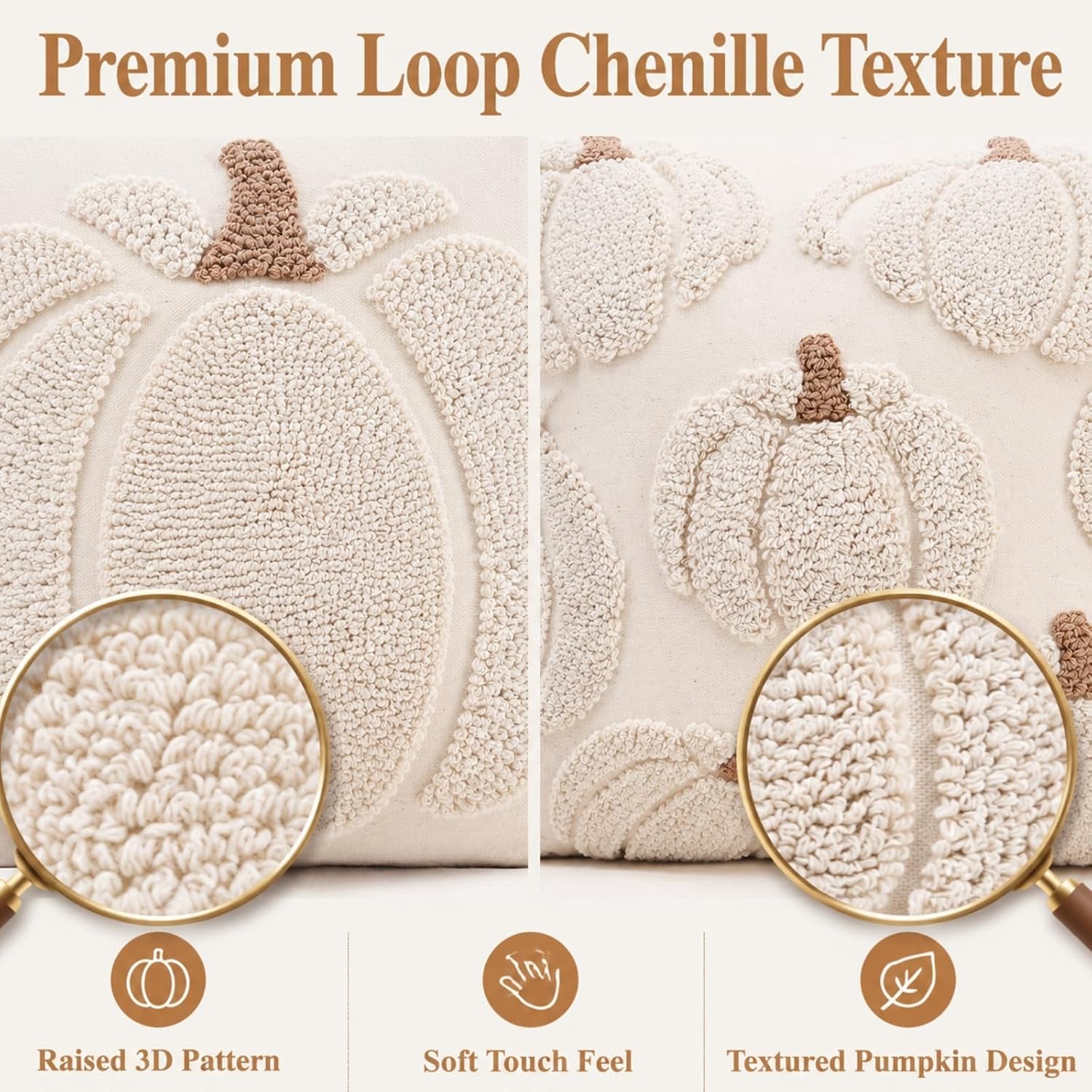 <p><strong>Fall Farmhouse Tufted Pumpkin Pillow Covers, Beige 18x18 (Set of 2)</strong></p> - Image 6