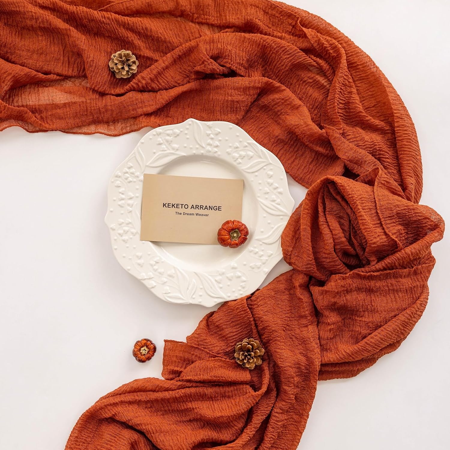 Autumn Terracotta Cheesecloth 120" Runner - Boho Party Decor - Image 2