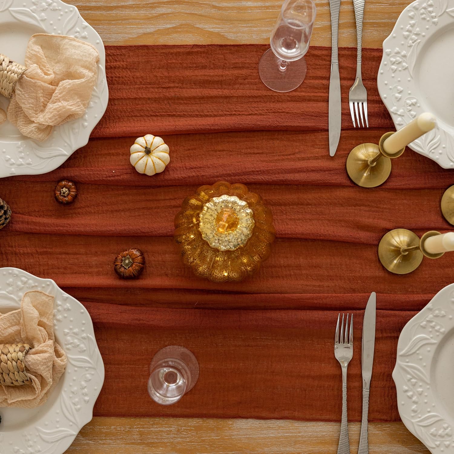 Autumn Terracotta Cheesecloth 120" Runner - Boho Party Decor - Image 3
