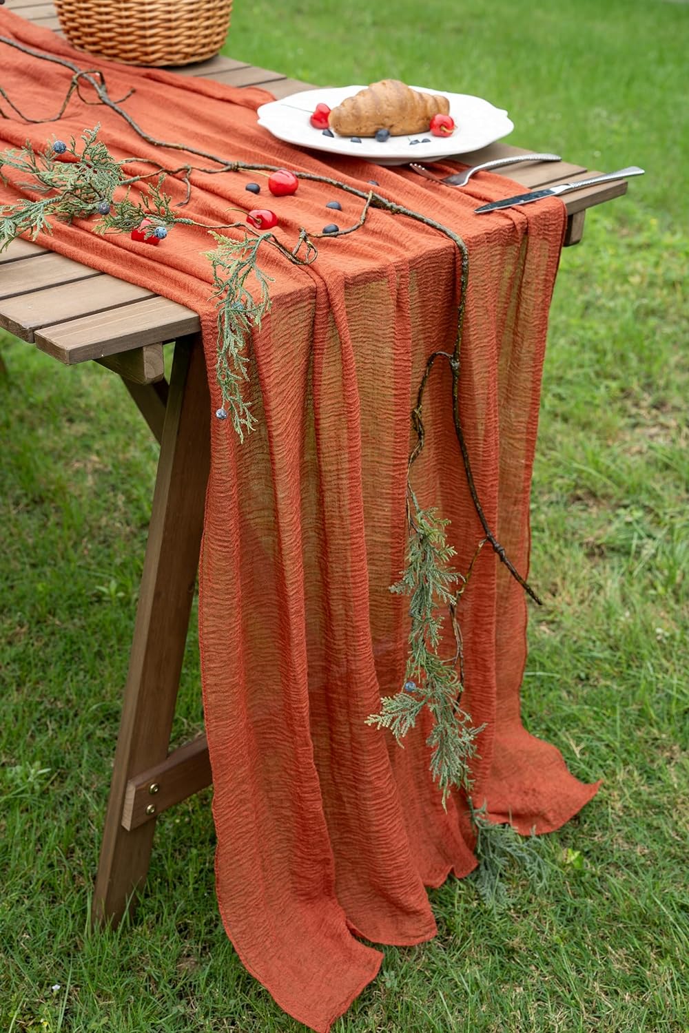 Autumn Terracotta Cheesecloth 120" Runner - Boho Party Decor - Image 7