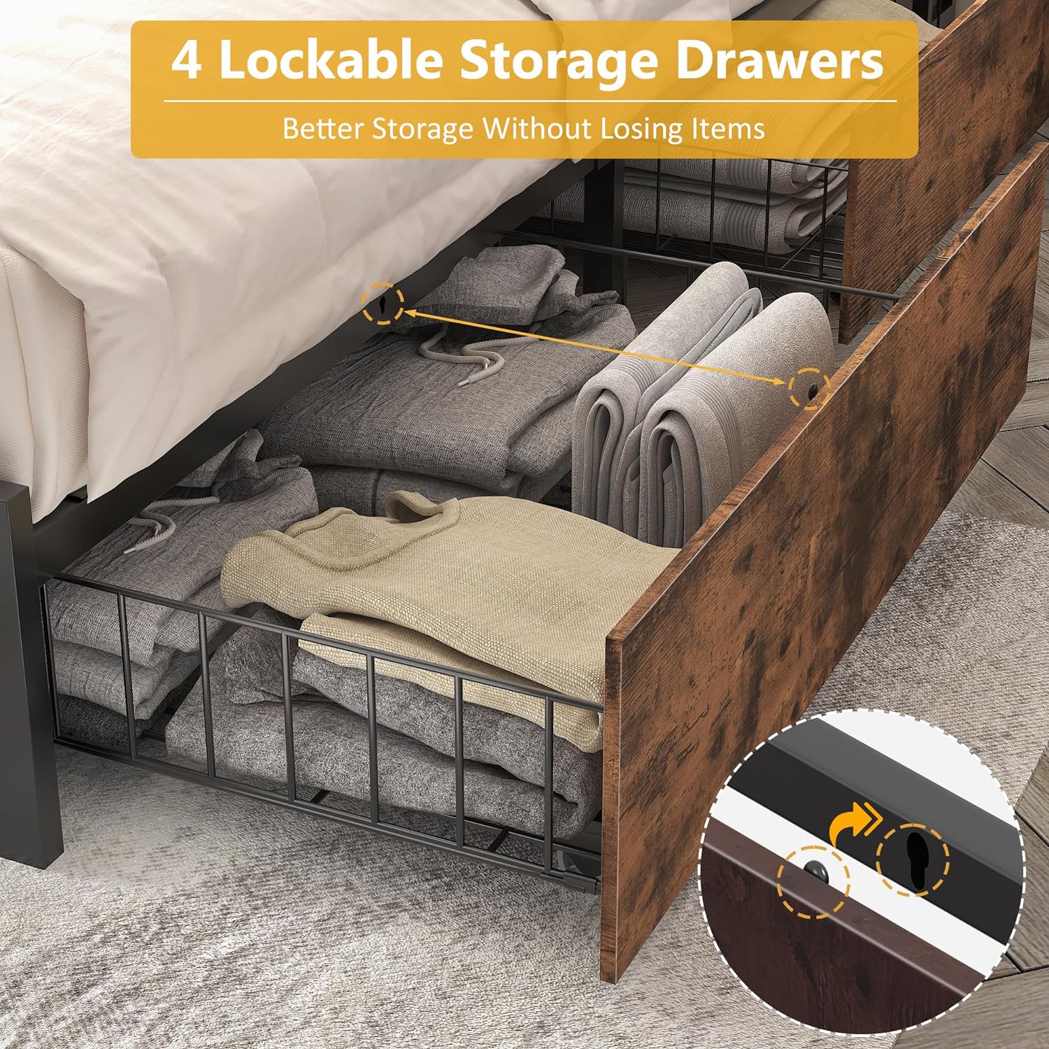 Lifezone Queen Platform Bed Review: Vintage Brown, Storage, Charging, LED, No Box Spring - Image 5