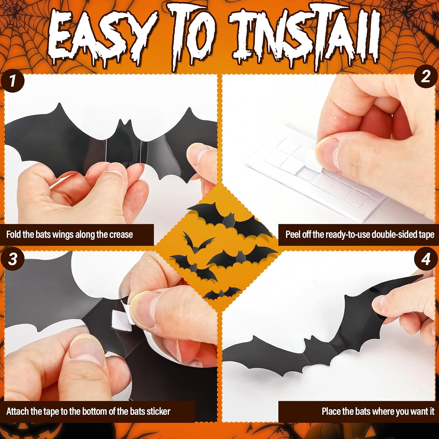 Review: 140 Realistic Scary 3D PVC Bat Halloween Wall Decals - Image 3