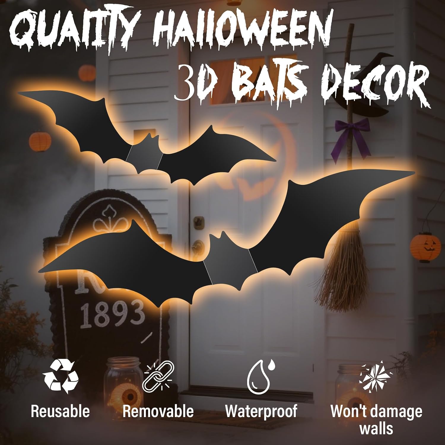 Review: 140 Realistic Scary 3D PVC Bat Halloween Wall Decals - Image 5