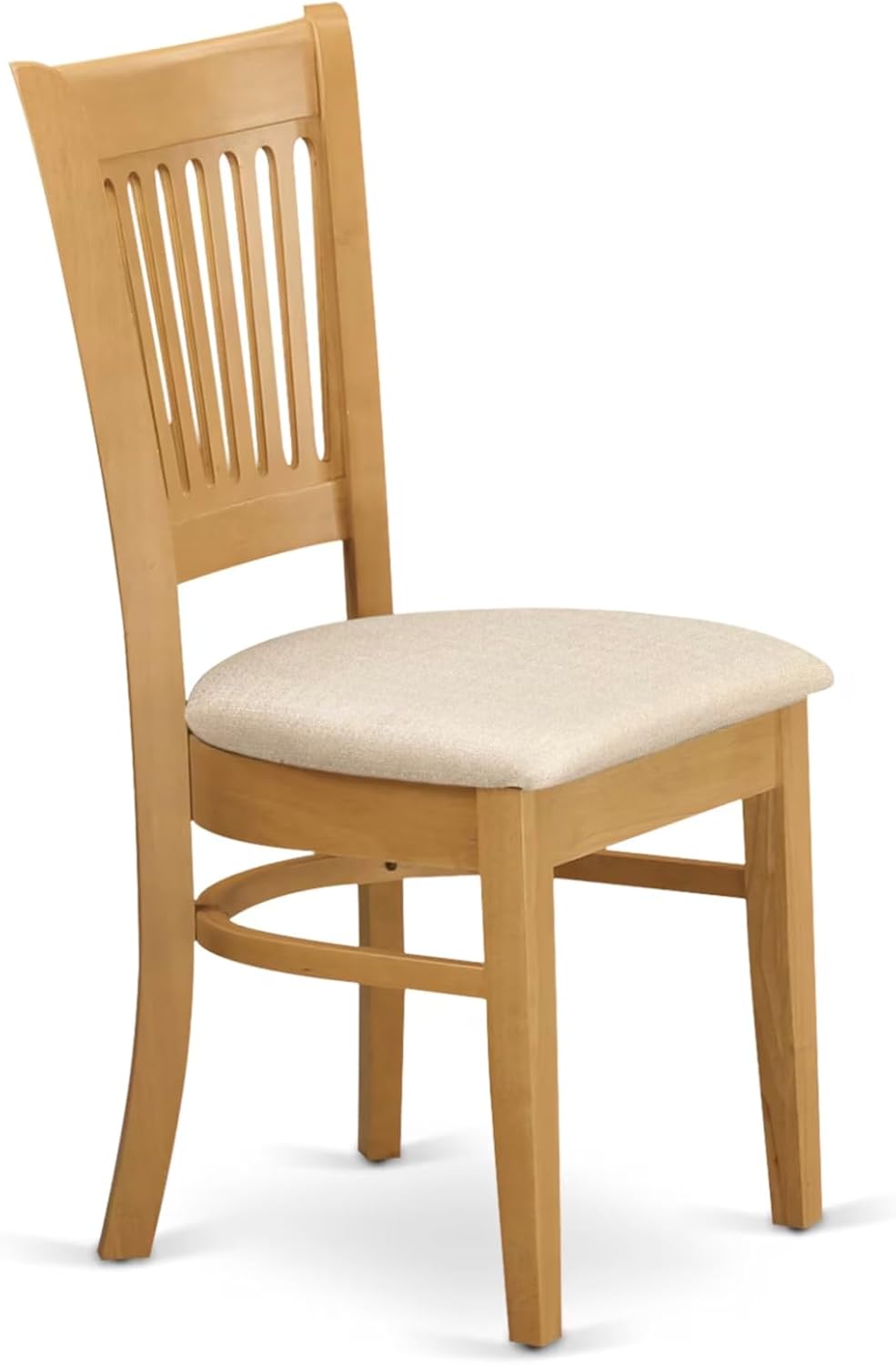 Linen Upholstered Oak Wood Dining Chairs - Set of 2 - Image 5