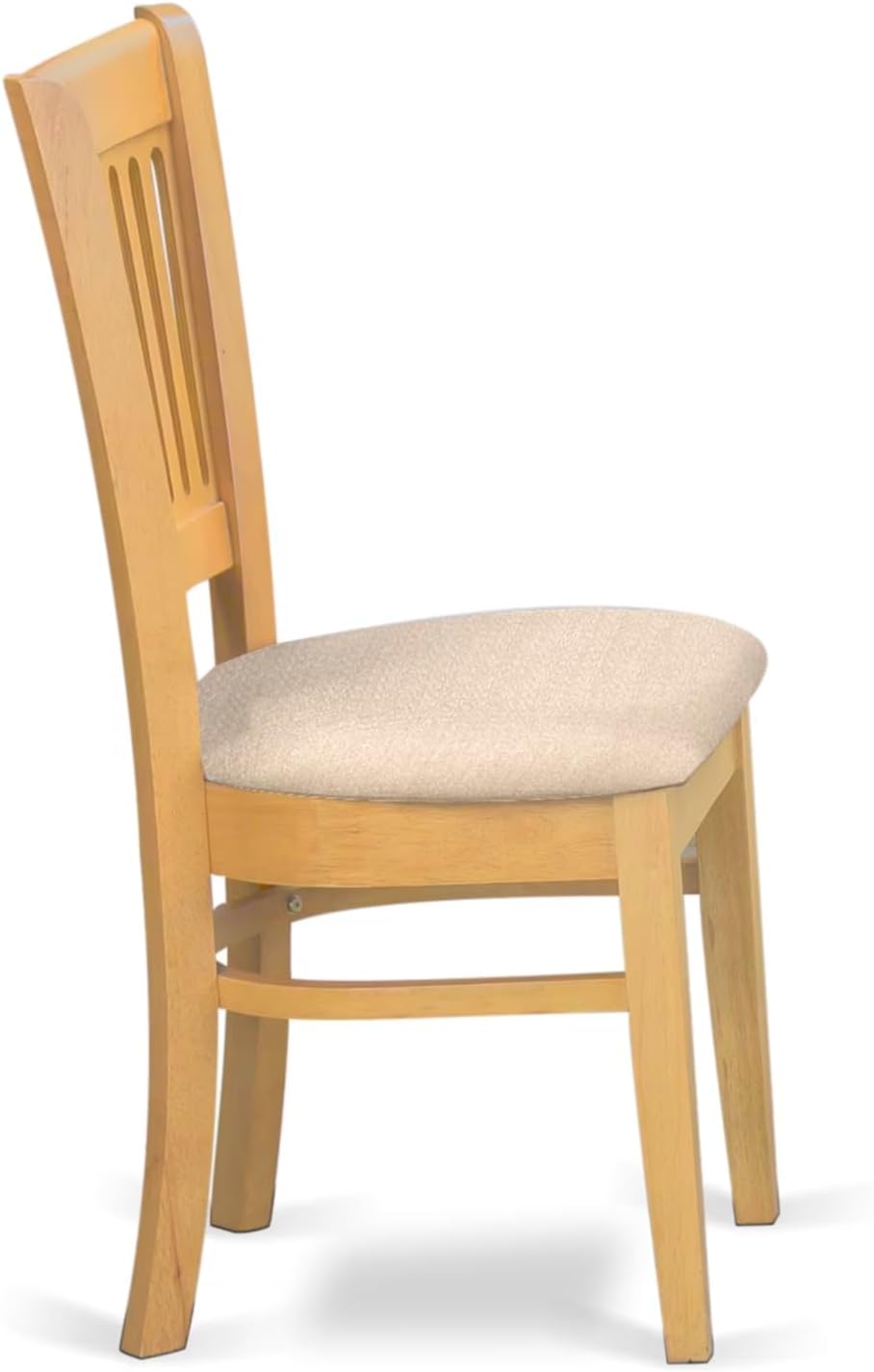 Linen Upholstered Oak Wood Dining Chairs - Set of 2 - Image 6