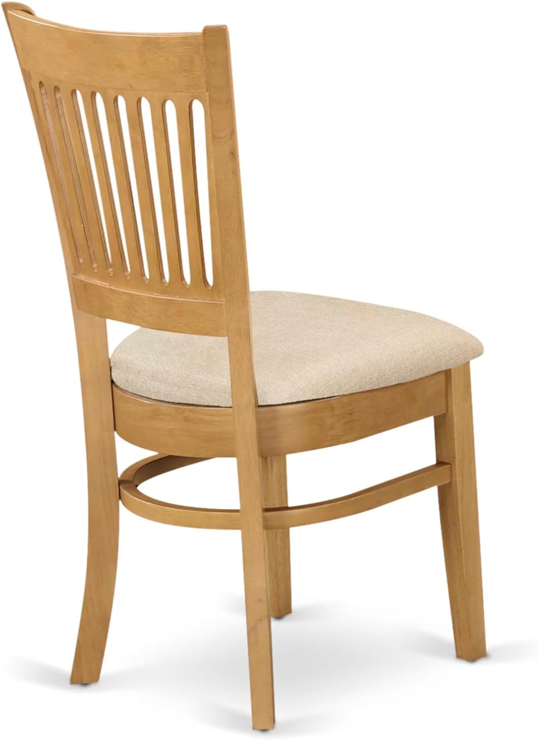 Linen Upholstered Oak Wood Dining Chairs - Set of 2 - Image 7